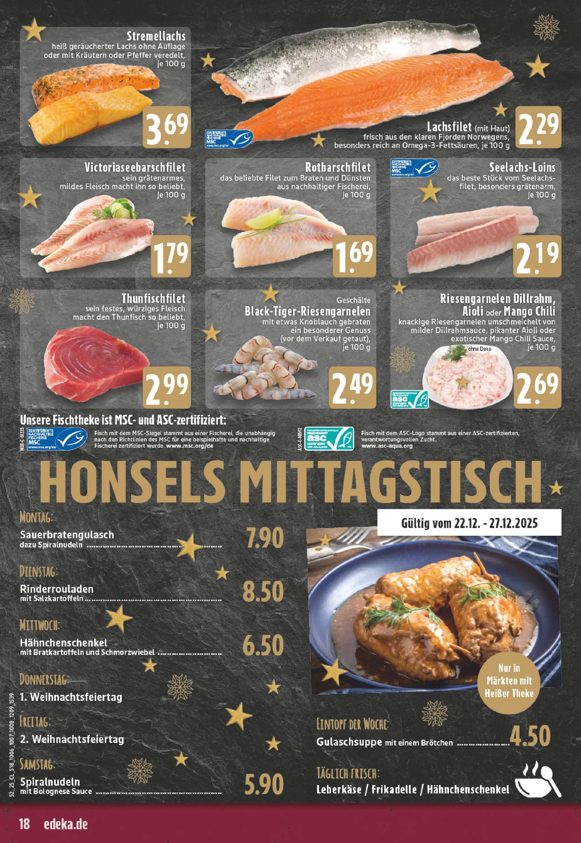 Edeka prospekt Dorsten	 (ab 22.12.2025) » Angebote Online | Seite: 18 | Produkte: Rinderrouladen, Thunfisch, Pfeffer, Fleisch