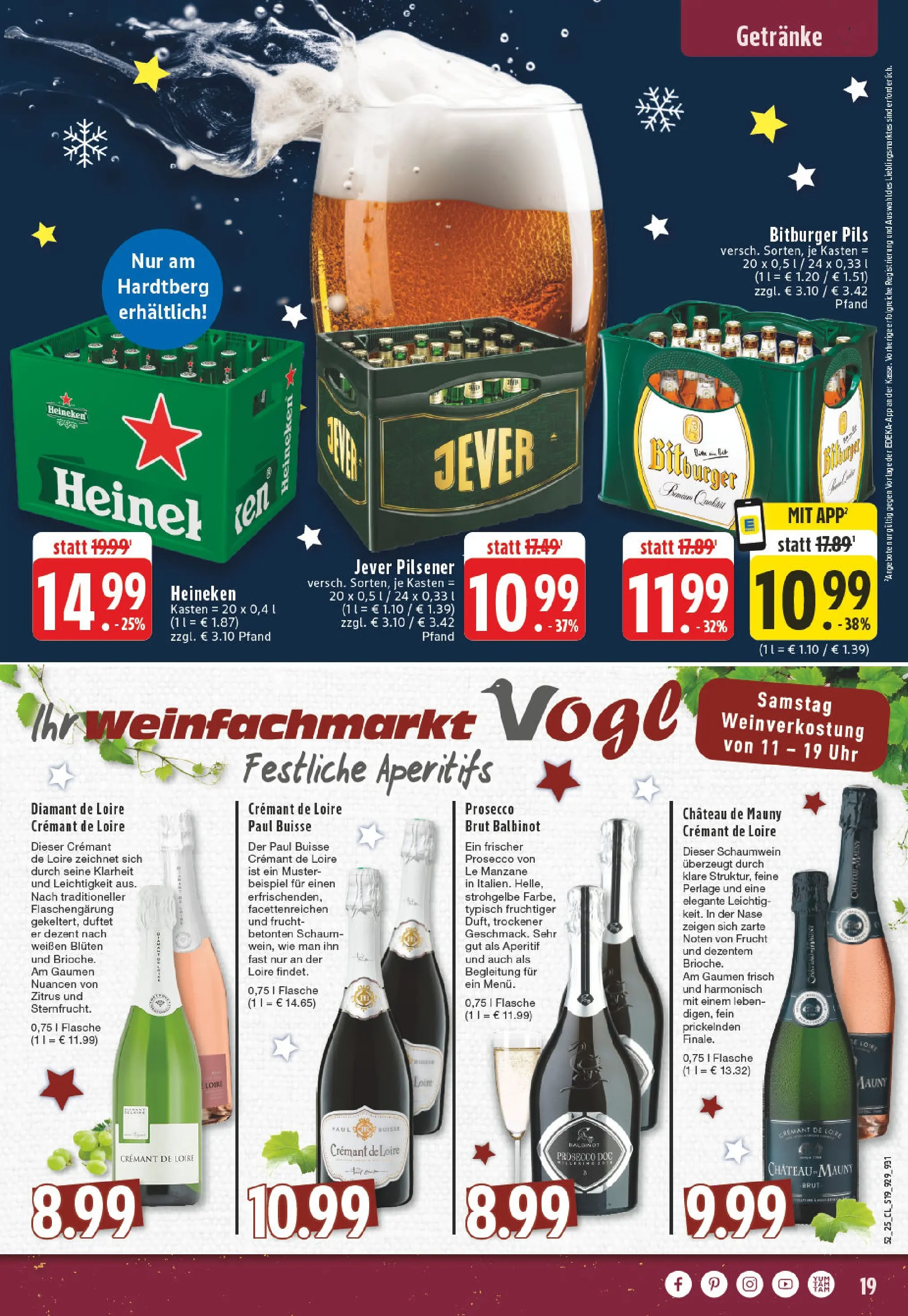 Edeka prospekt Bonn	 (ab 22.12.2025) » Angebote Online | Seite: 19 | Produkte: Pils, Prosecco, Jever, Uhr