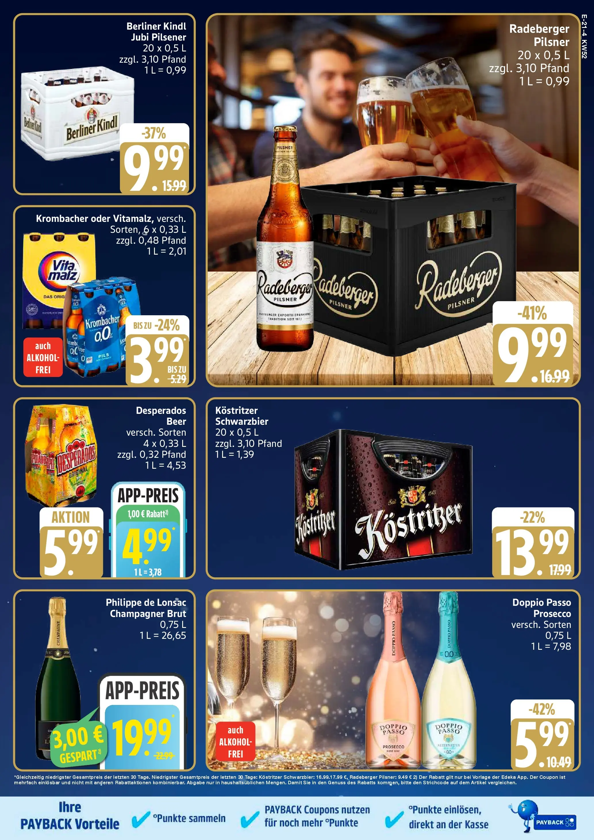 Edeka prospekt Stralsund	 (ab 22.12.2025) » Angebote Online | Seite: 21 | Produkte: Berliner, Doppio Passo, Desperados, Radeberger pilsner