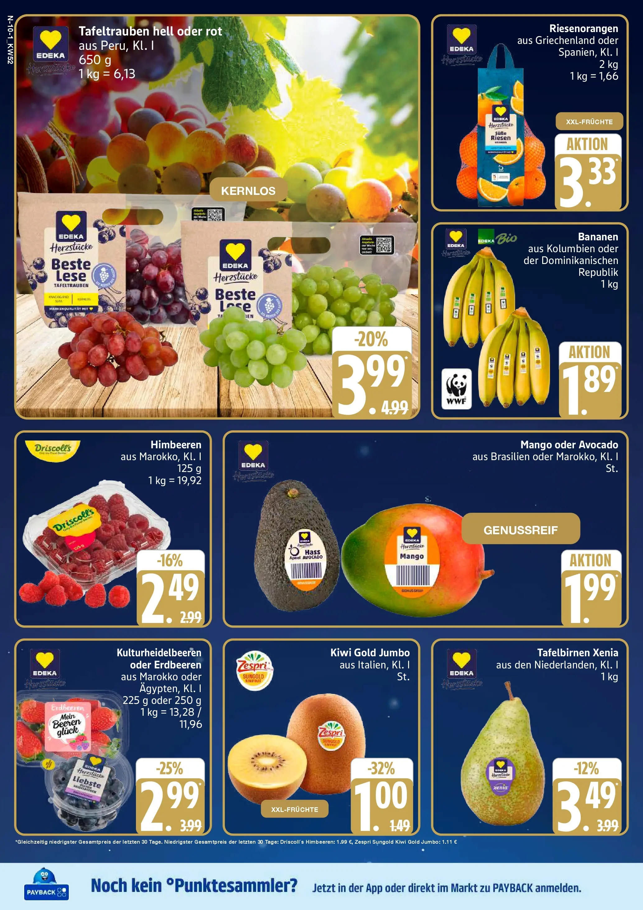 Edeka prospekt Cuxhaven	 (ab 21.12.2025) » Angebote Online | Seite: 10 | Produkte: Himbeeren, Bananen, Mango, Kiwi