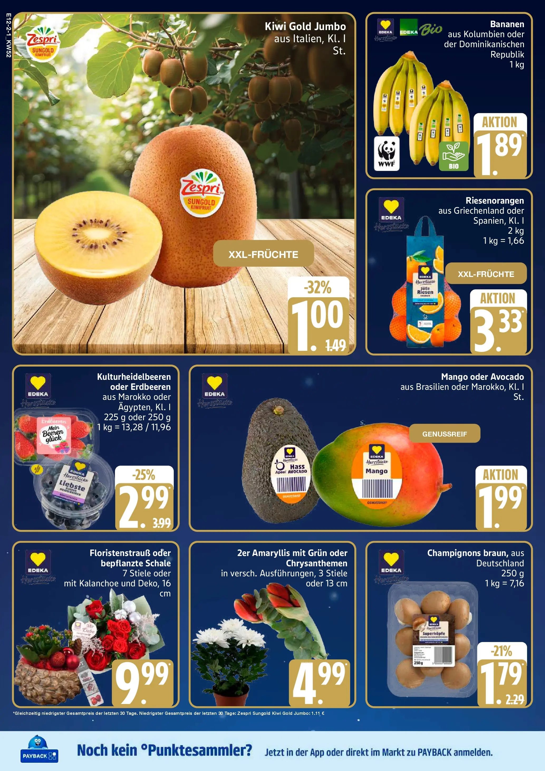Edeka prospekt Hamburg	 (ab 21.12.2025) » Angebote Online | Seite: 2 | Produkte: Bananen, Champignons, Erdbeeren, Kiwi