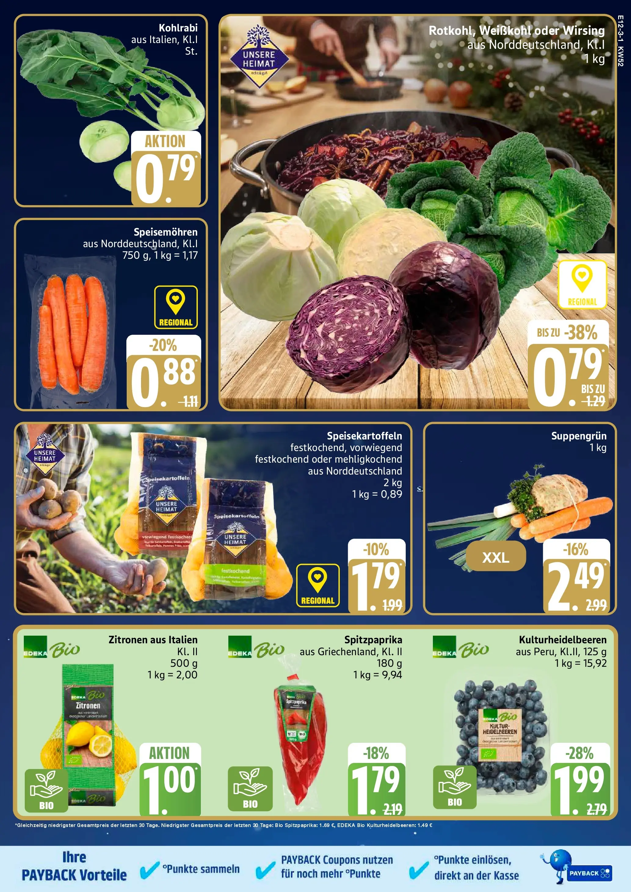 Edeka prospekt Hamburg	 (ab 21.12.2025) » Angebote Online | Seite: 3 | Produkte: Kohlrabi, Heidelbeeren, Zitronen