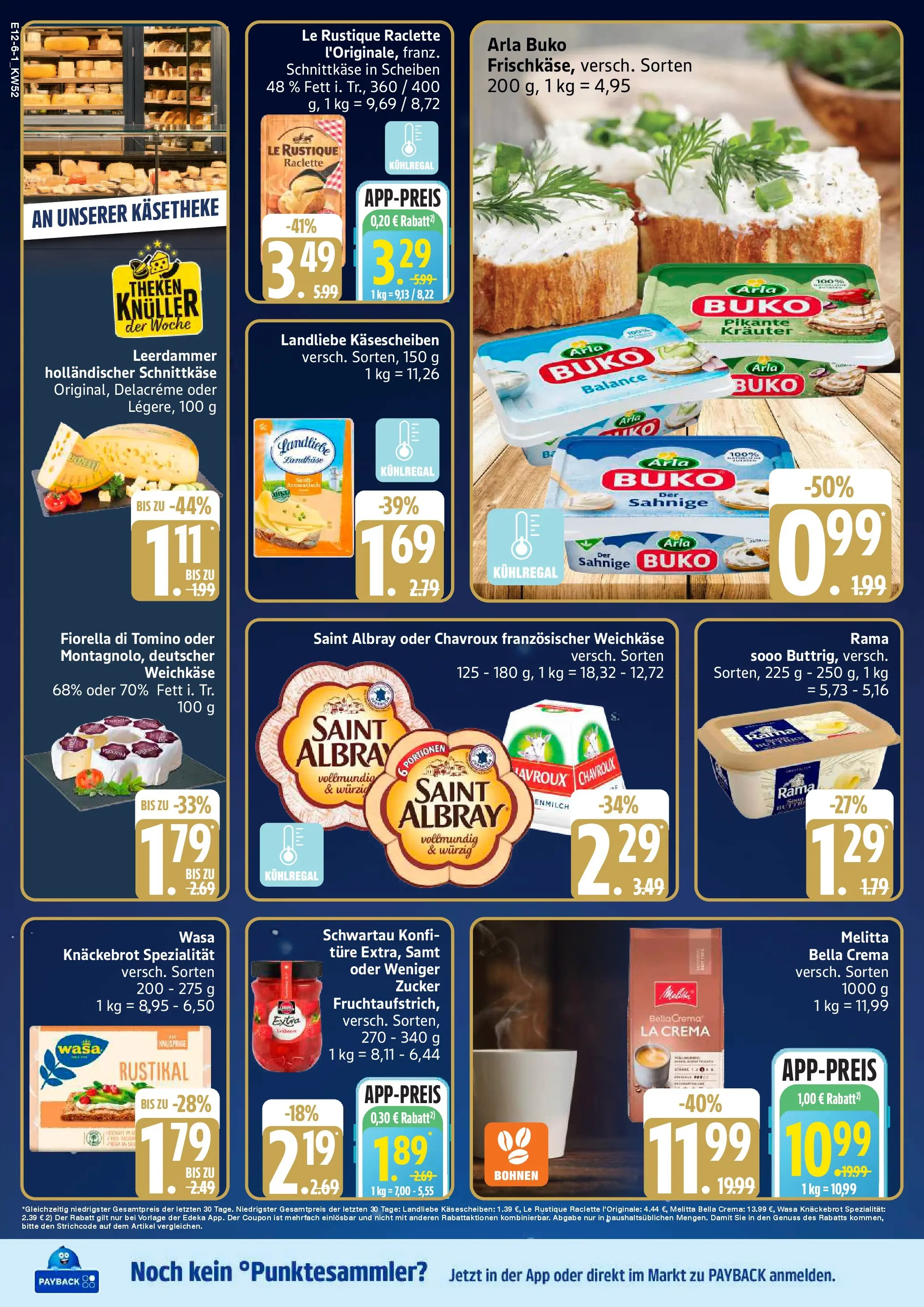 Edeka prospekt Hamburg	 (ab 21.12.2025) » Angebote Online | Seite: 6 | Produkte: Leerdammer, Arla buko, Wasa knackebrot, Raclette