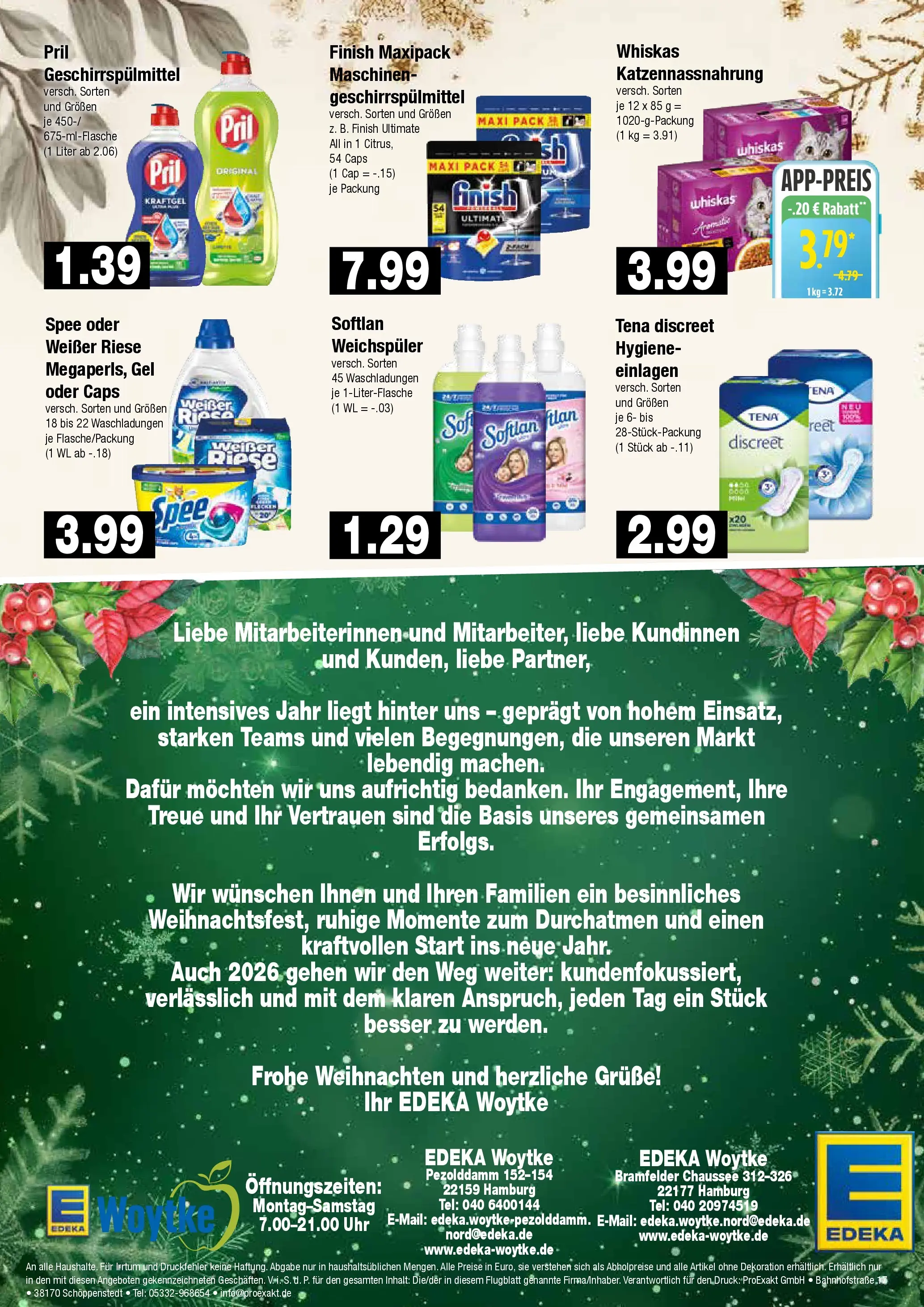 Edeka prospekt Hamburg	 (ab 21.12.2025) » Angebote Online | Seite: 12 | Produkte: Spee, Geschirrspülmittel, Uhr, Whiskas