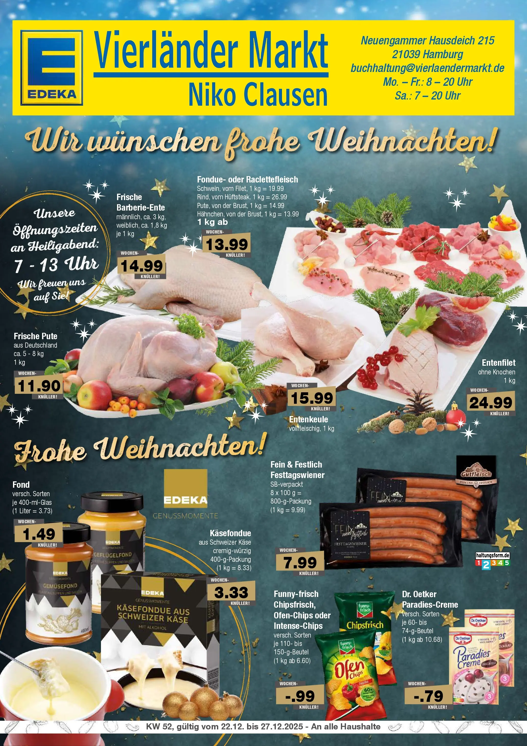 Edeka prospekt Hamburg	 (ab 21.12.2025) » Angebote Online | Seite: 1 | Produkte: Käse, Creme, Fondue, Chips