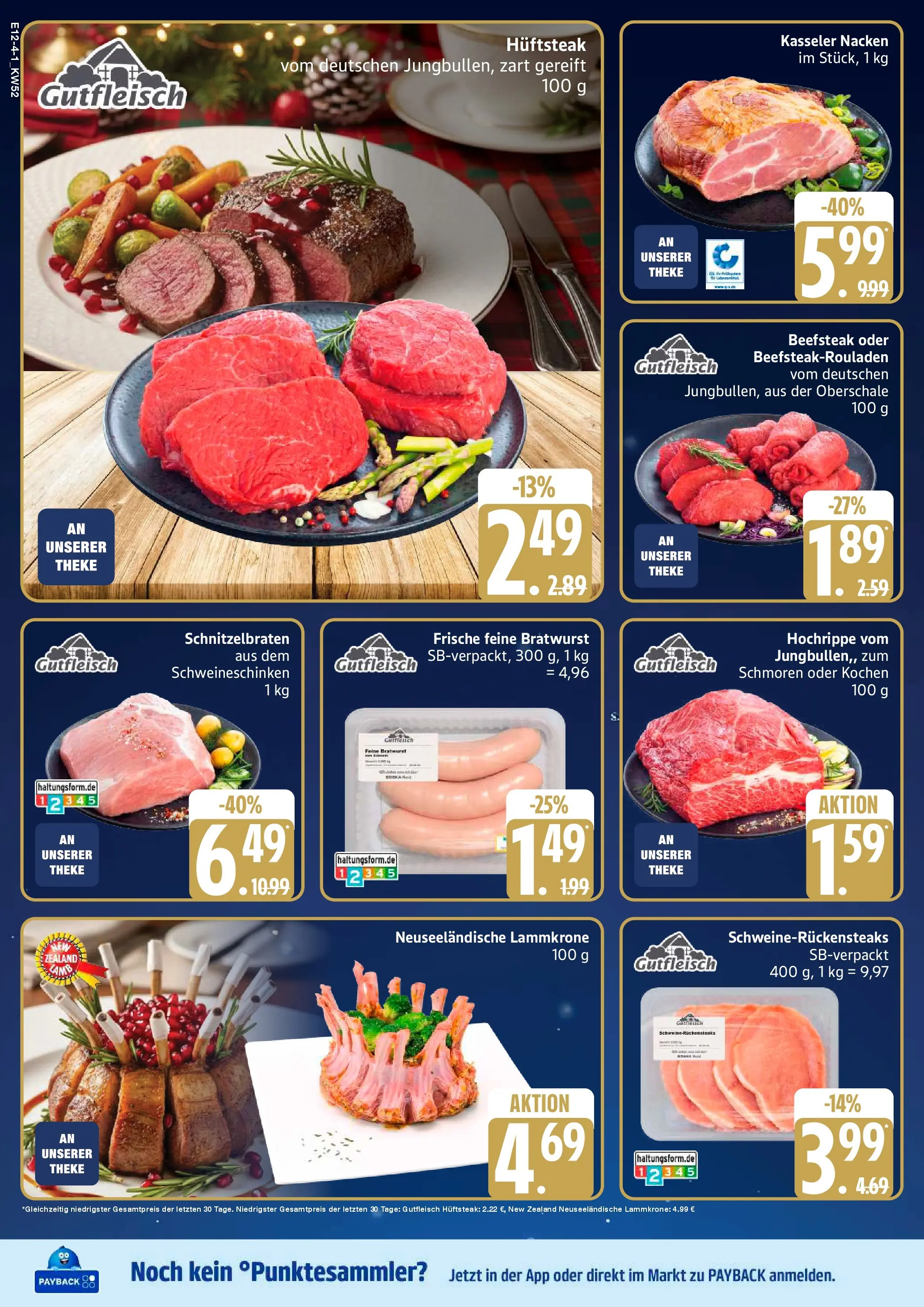 Edeka prospekt Hamburg	 (ab 21.12.2025) » Angebote Online | Seite: 4 | Produkte: Theke, Bratwurst, Kasseler nacken, Steak