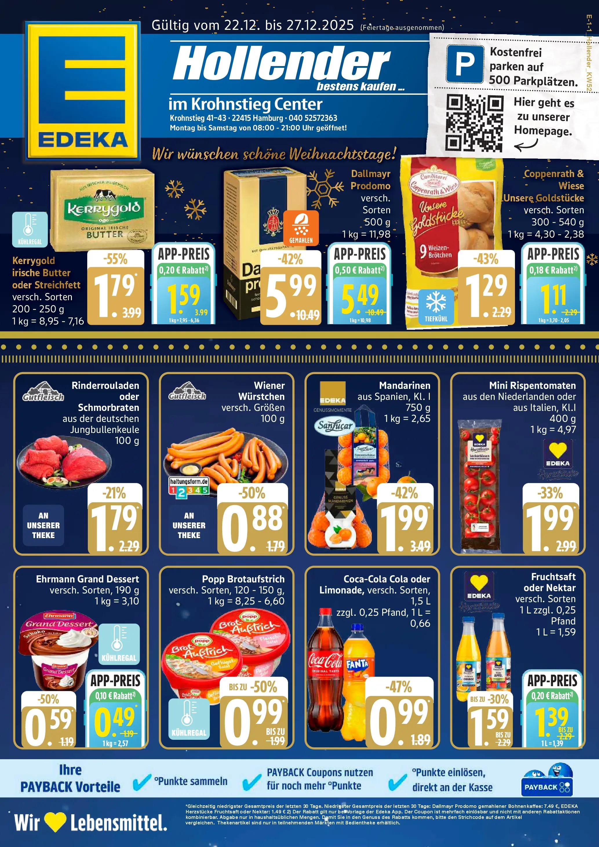 Edeka prospekt Hamburg	 (ab 21.12.2025) » Angebote Online | Seite: 1 | Produkte: Wiener wurstchen, Theke, Mandarinen, Dallmayr prodomo