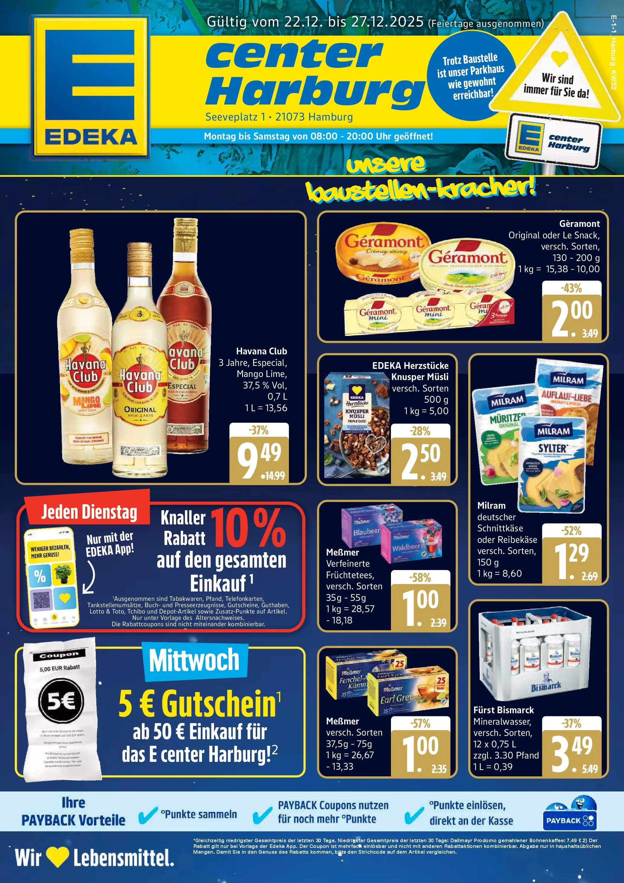 Edeka prospekt Hamburg	 (ab 21.12.2025) » Angebote Online | Seite: 1 | Produkte: Messmer, Mineralwasser, Dallmayr prodomo, Reibekase
