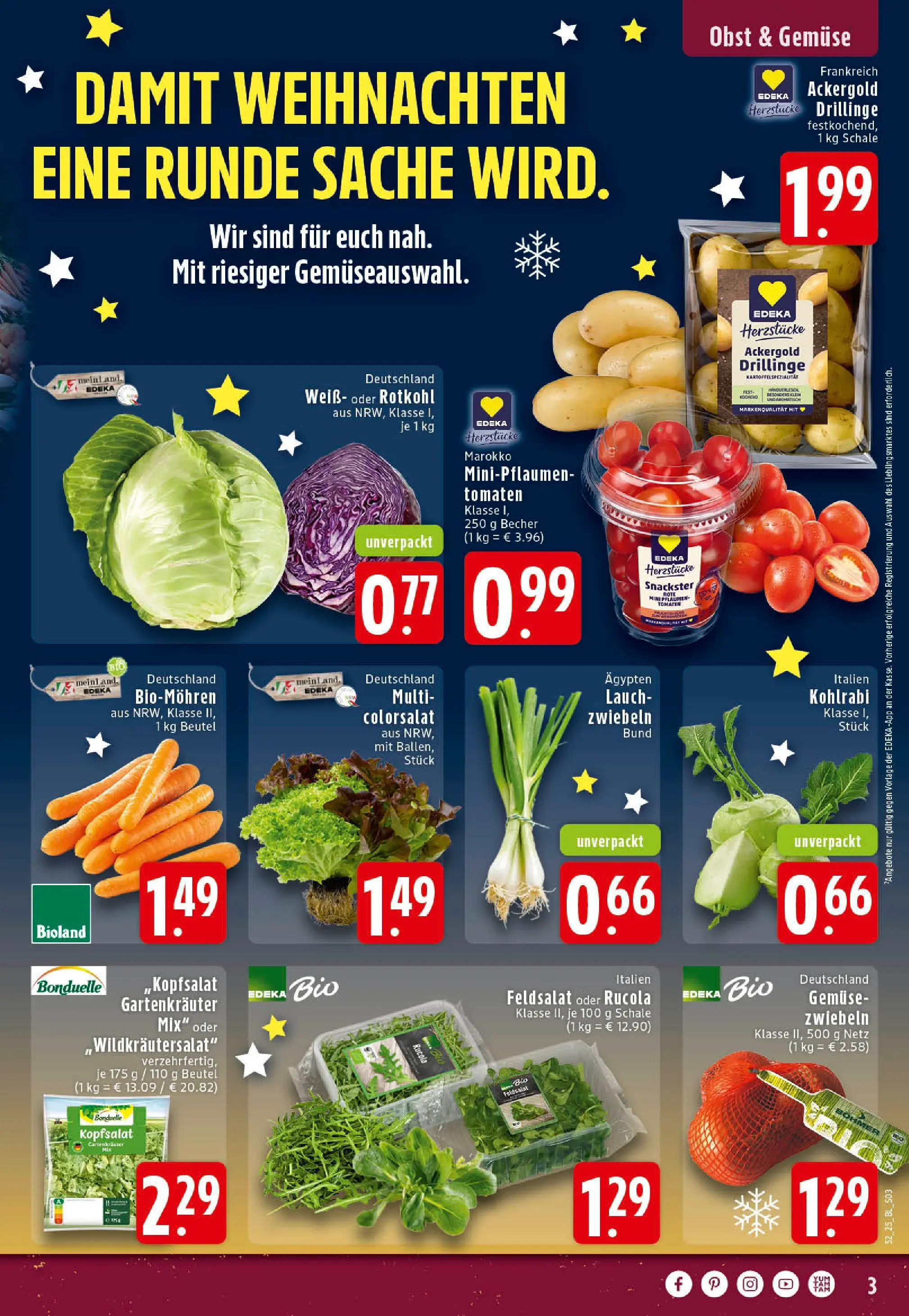 Edeka prospekt Rheine	 (ab 22.12.2025) » Angebote Online | Seite: 3 | Produkte: Rucola, Tomaten, Zwiebeln, Obst