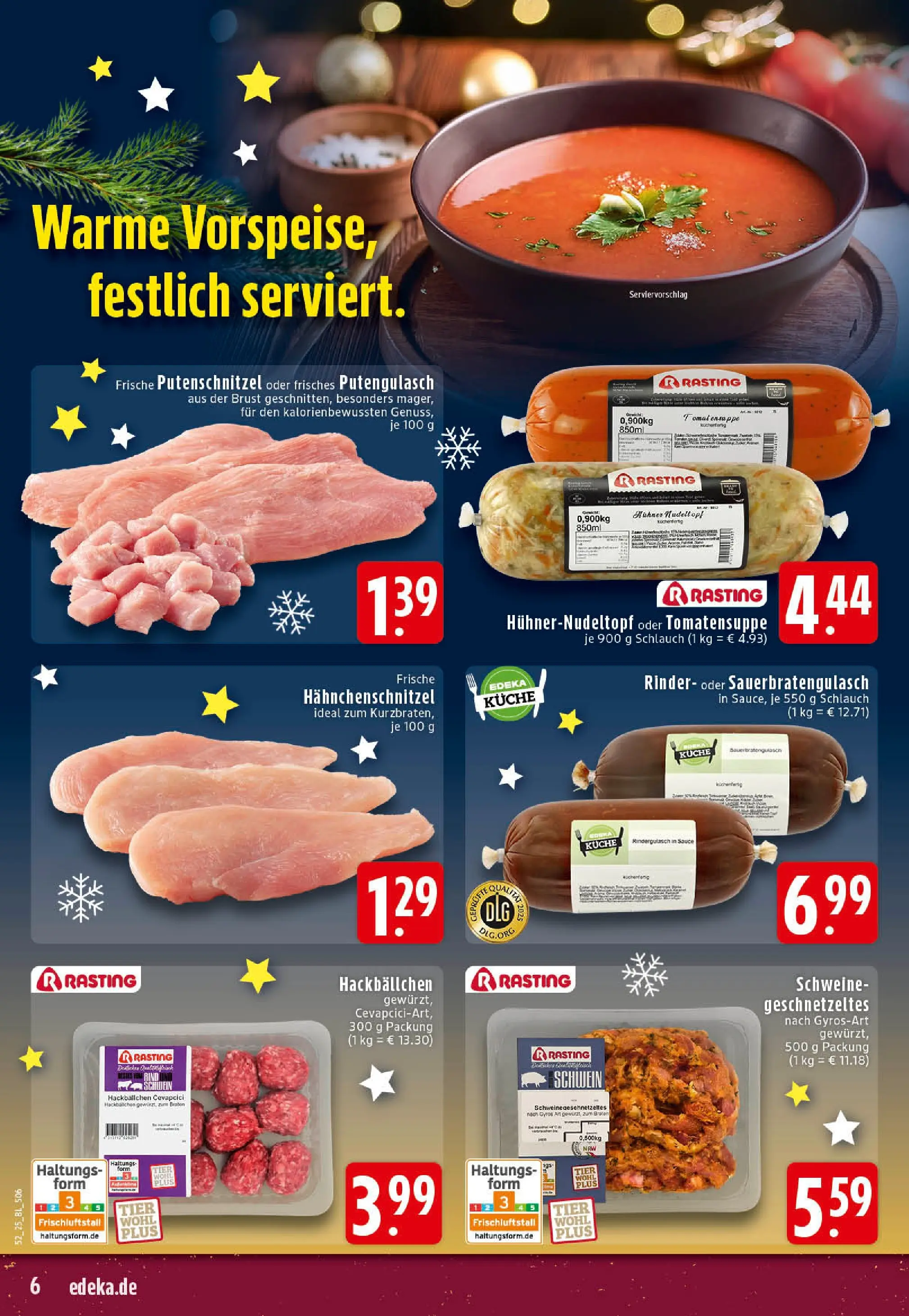 Edeka prospekt Rheine	 (ab 22.12.2025) » Angebote Online | Seite: 6 | Produkte: Rindergulasch, Küche, Cevapcici, Putenschnitzel