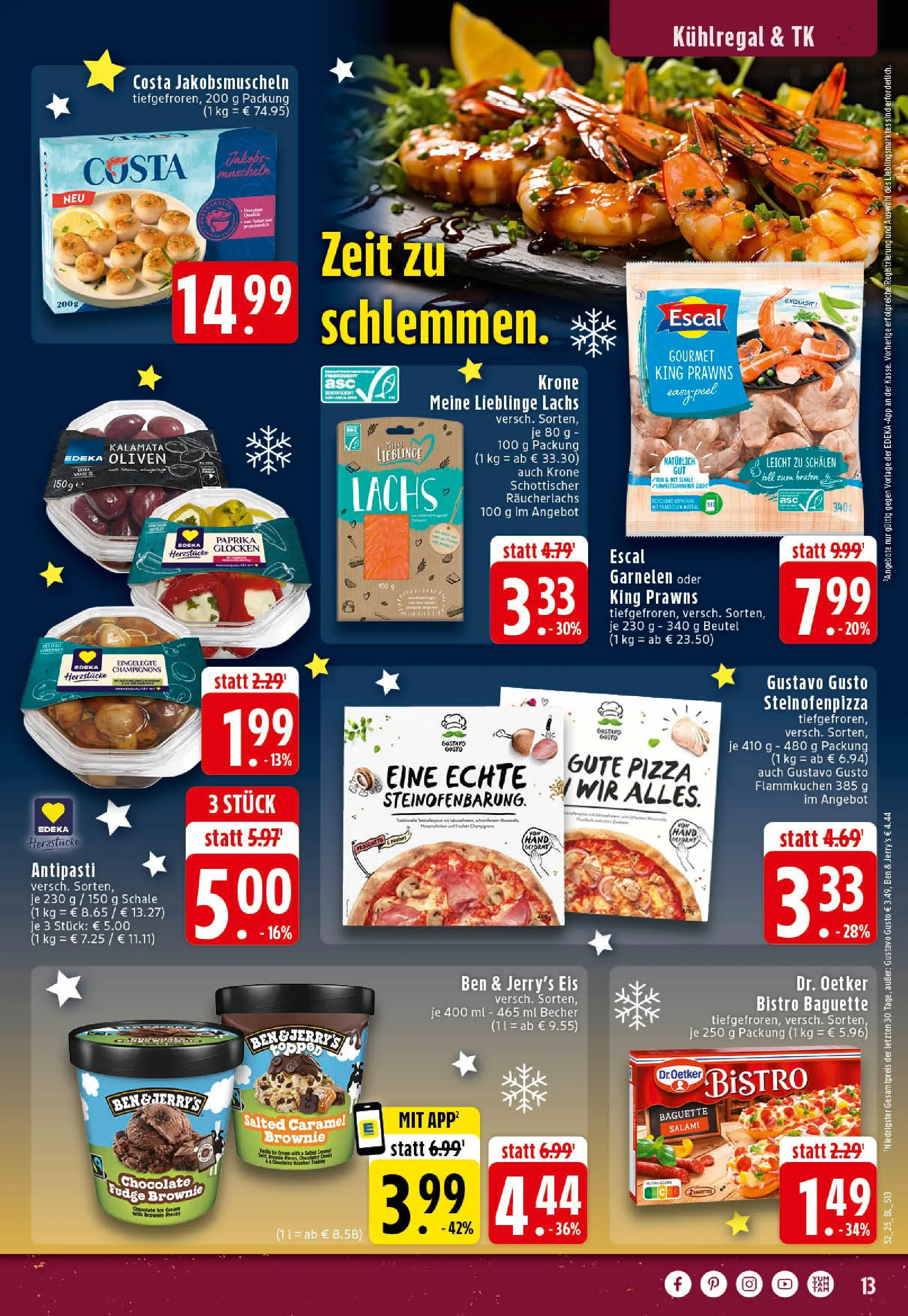 Edeka prospekt Rheine	 (ab 22.12.2025) » Angebote Online | Seite: 13 | Produkte: Lachs, Räucherlachs, Salami, Eis