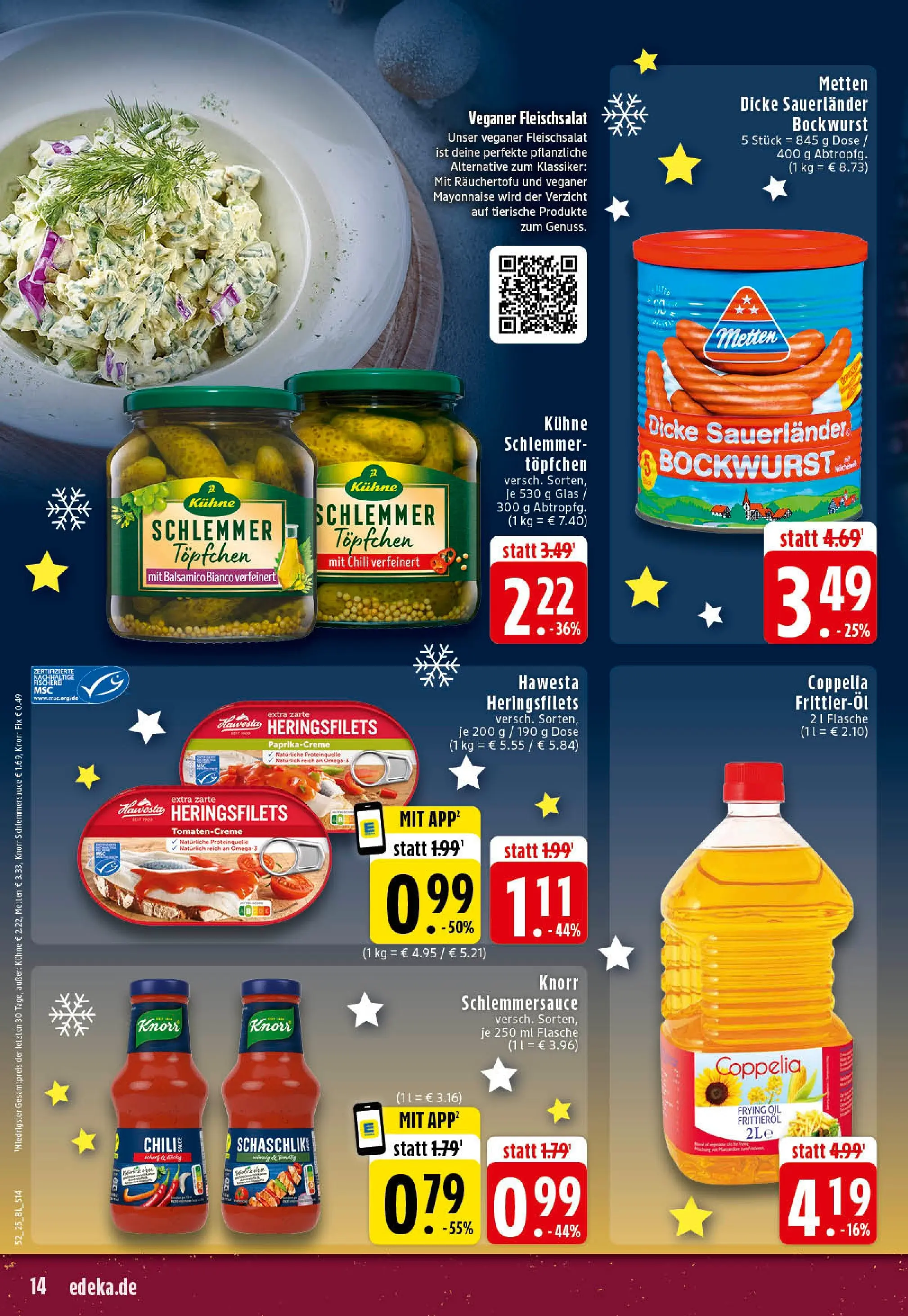 Edeka prospekt Rheine	 (ab 22.12.2025) » Angebote Online | Seite: 14 | Produkte: Bockwurst, Knorr fix, Dicke sauerlander bockwurst, Chili