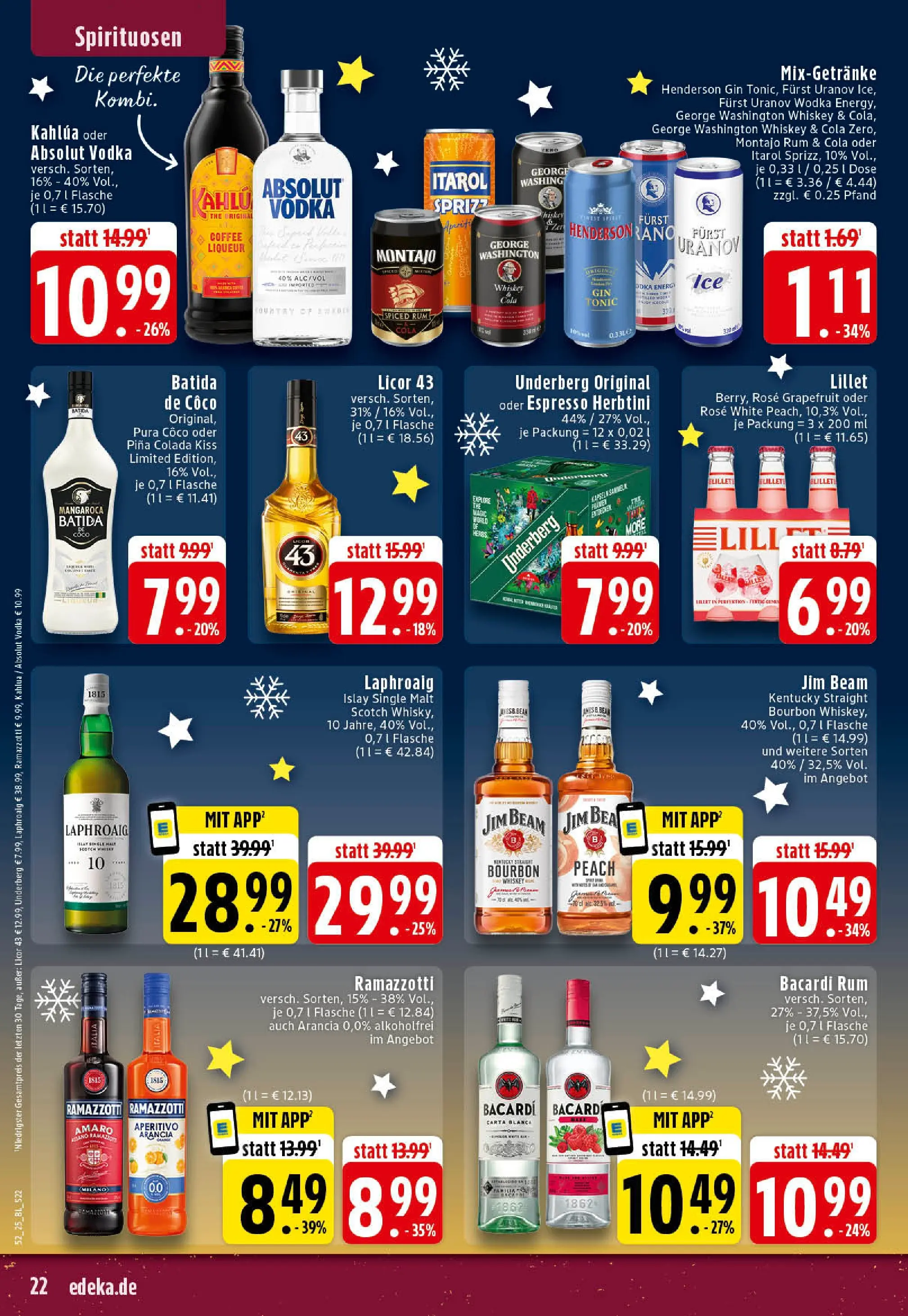 Edeka prospekt Rheine	 (ab 22.12.2025) » Angebote Online | Seite: 22 | Produkte: Energy, Gin, Whiskey, Underberg