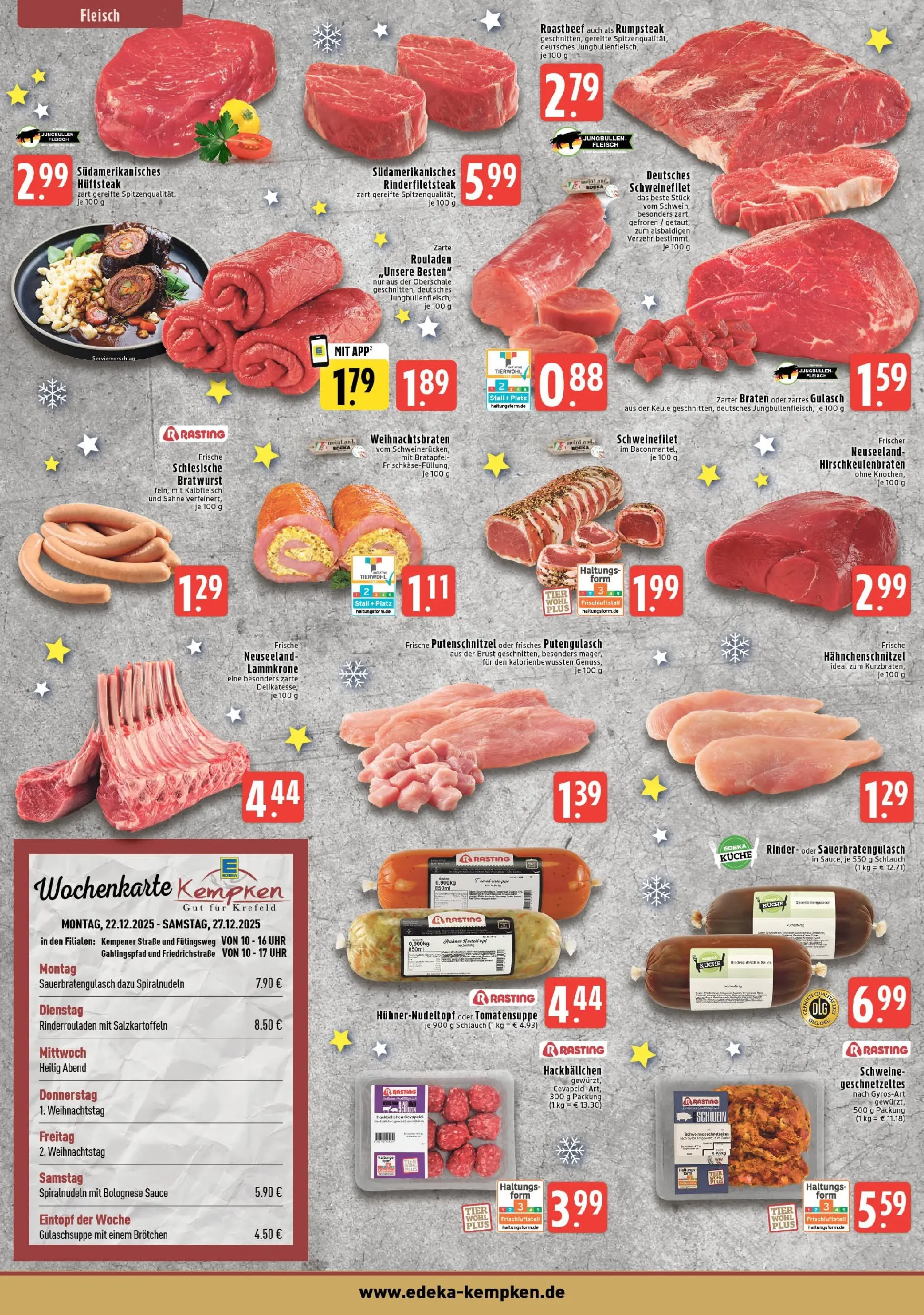 Edeka prospekt Krefeld - Traar	 (ab 22.12.2025) » Angebote Online | Seite: 2 | Produkte: Rinderrouladen, Rumpsteak, Roastbeef, Gulasch