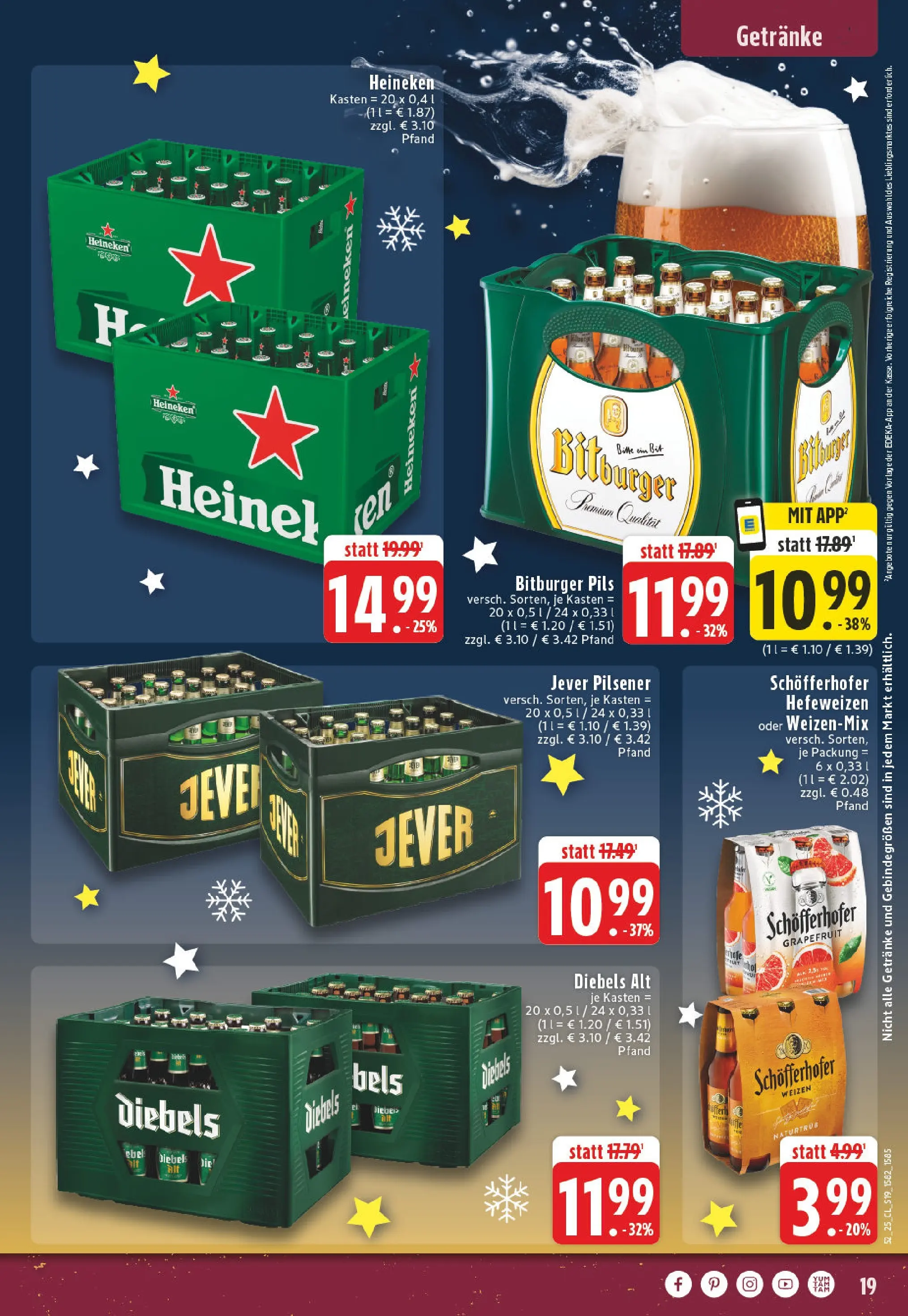 Edeka prospekt Oelde	 (ab 22.12.2025) » Angebote Online | Seite: 19 | Produkte: Heineken, Grapefruit, Jever, Diebels