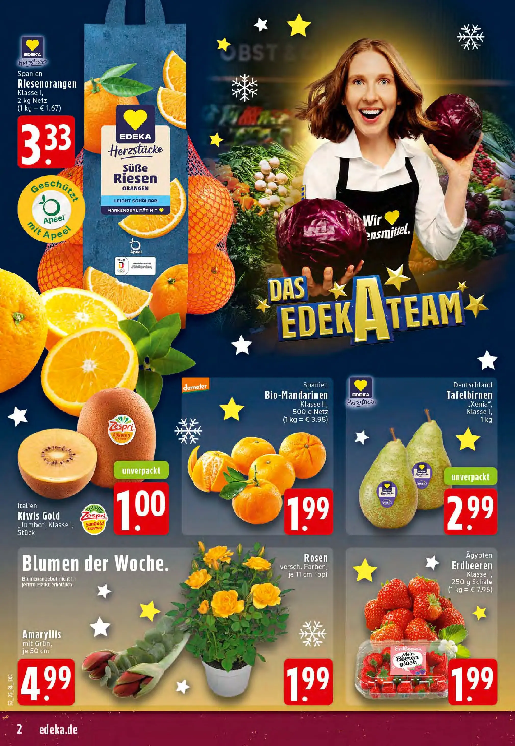 Edeka prospekt Stolberg	 (ab 22.12.2025) » Angebote Online | Seite: 2 | Produkte: Blumen, Orangen, Erdbeeren, Kiwi