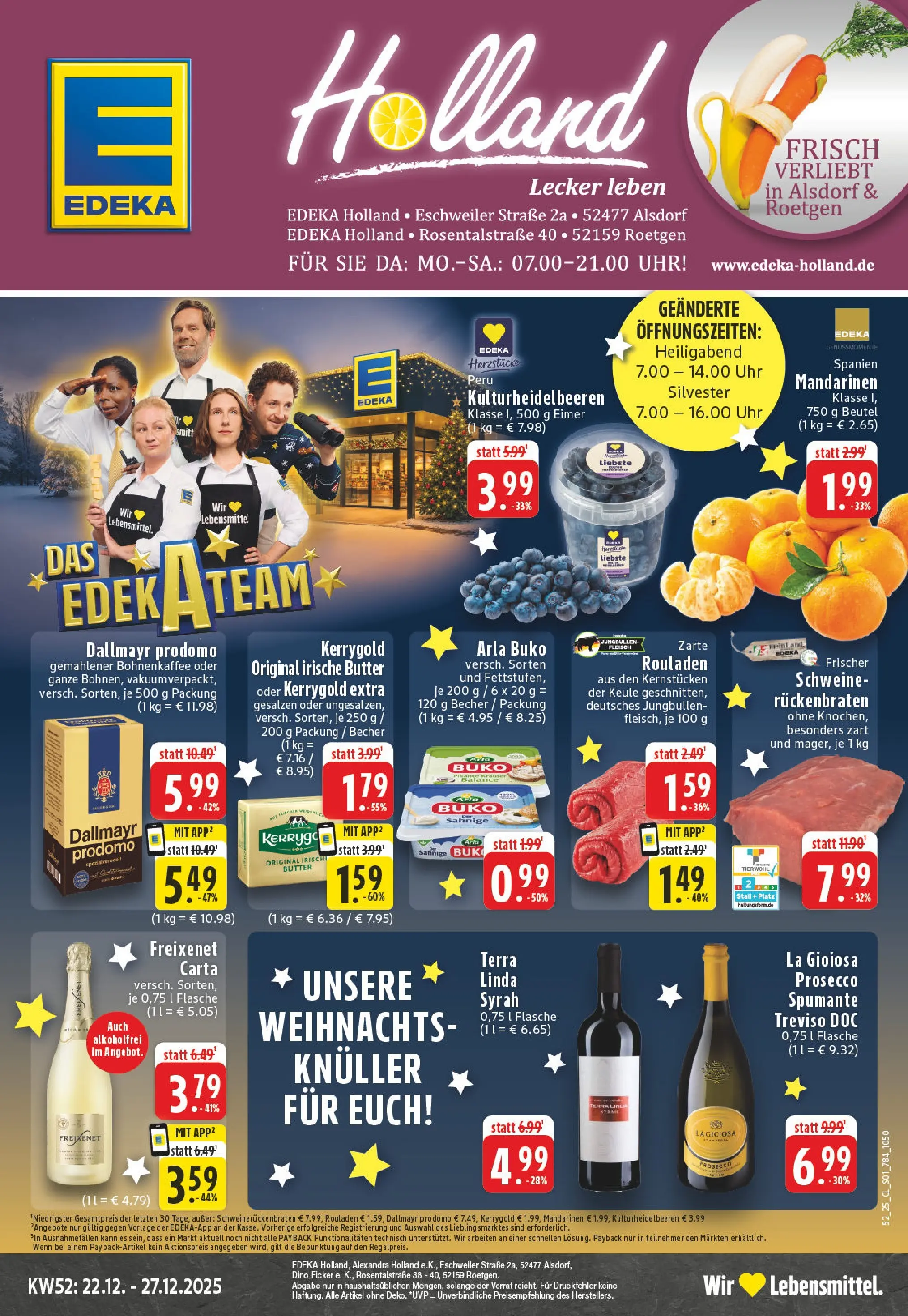 Edeka prospekt Alsdorf	 (ab 22.12.2025) » Angebote Online | Seite: 1 | Produkte: Butter, Arla buko, Fleisch, Uhr