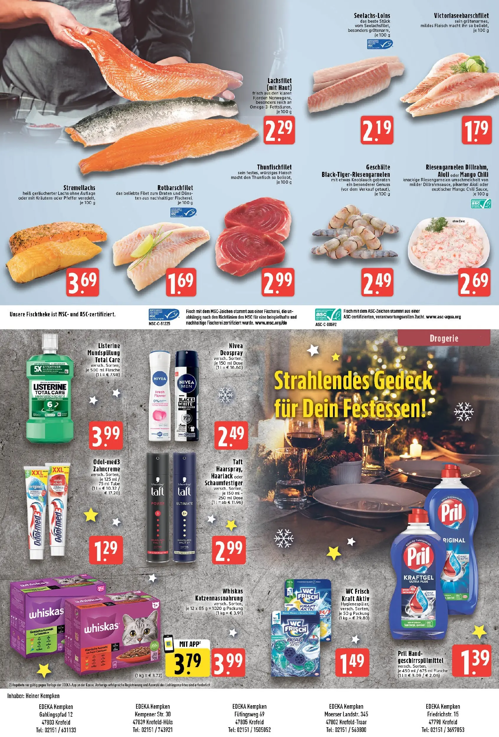 Edeka prospekt Krefeld - Traar	 (ab 22.12.2025) » Angebote Online | Seite: 8 | Produkte: Fisch, Geschirrspülmittel, Pril, Fleisch