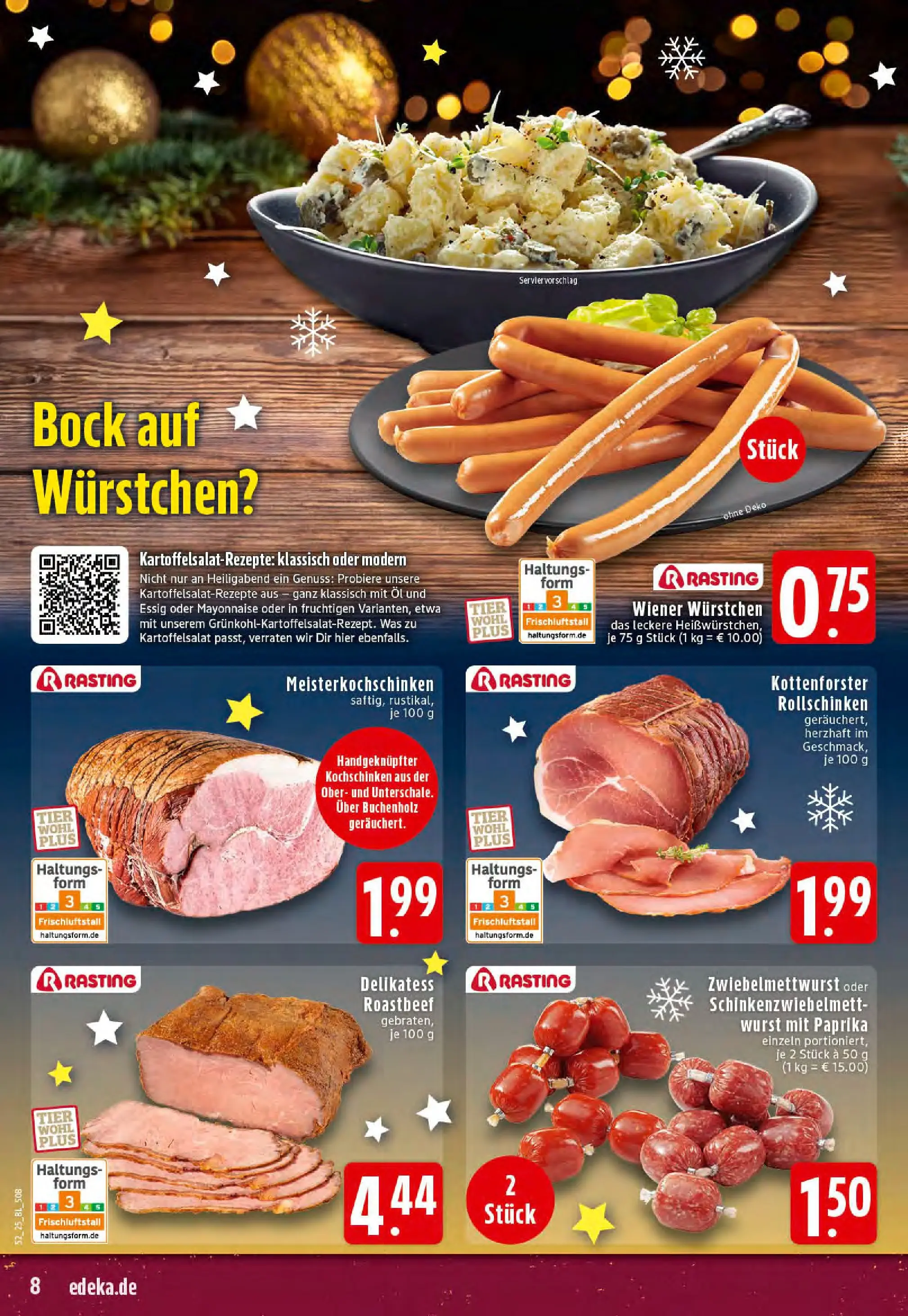 Edeka prospekt Stolberg	 (ab 22.12.2025) » Angebote Online | Seite: 8 | Produkte: Wiener wurstchen, Roastbeef, Mayonnaise, Wurst