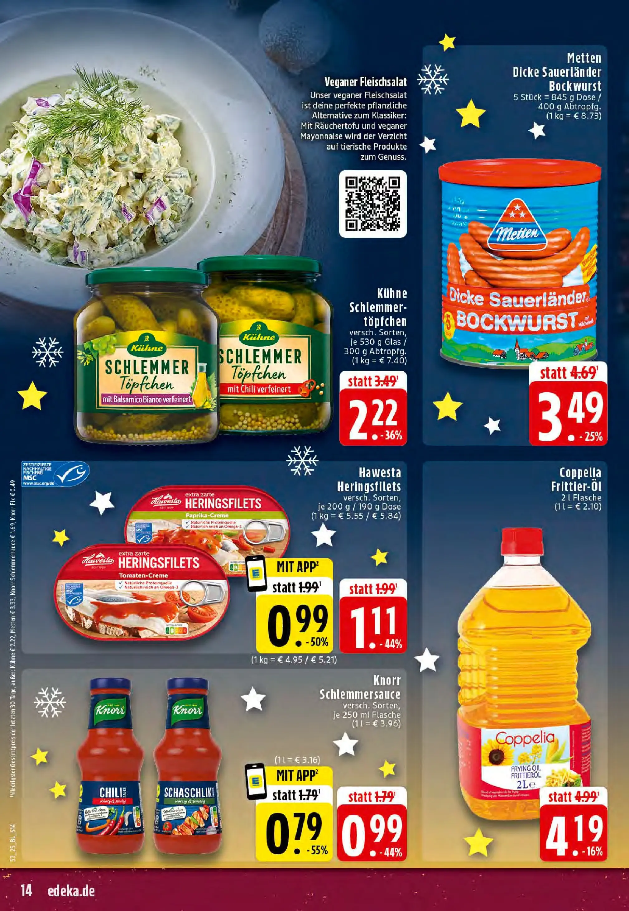 Edeka prospekt Stolberg	 (ab 22.12.2025) » Angebote Online | Seite: 14 | Produkte: Bockwurst, Knorr fix, Knorr, Mayonnaise