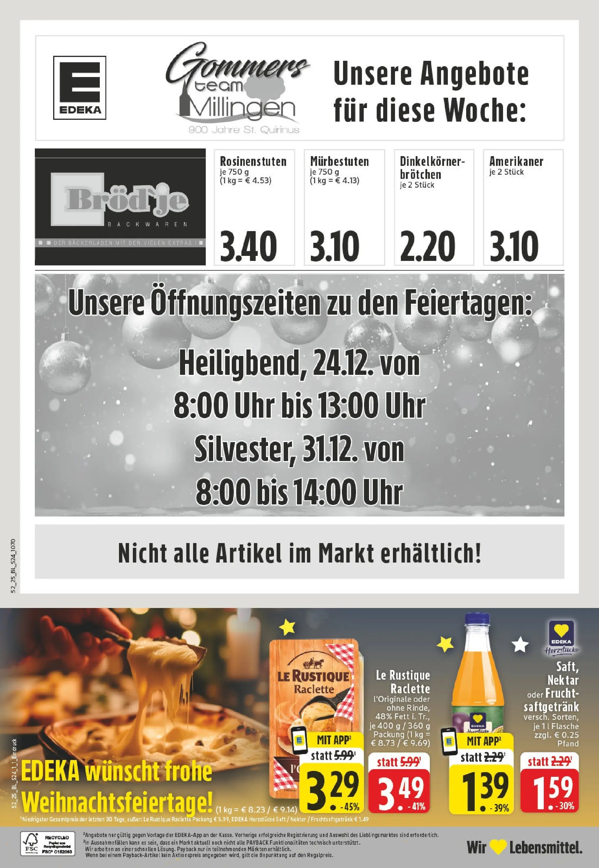 Edeka prospekt Rees-Millingen	 (ab 21.12.2025) » Angebote Online | Seite: 26 | Produkte: Saft, Raclette, Uhr