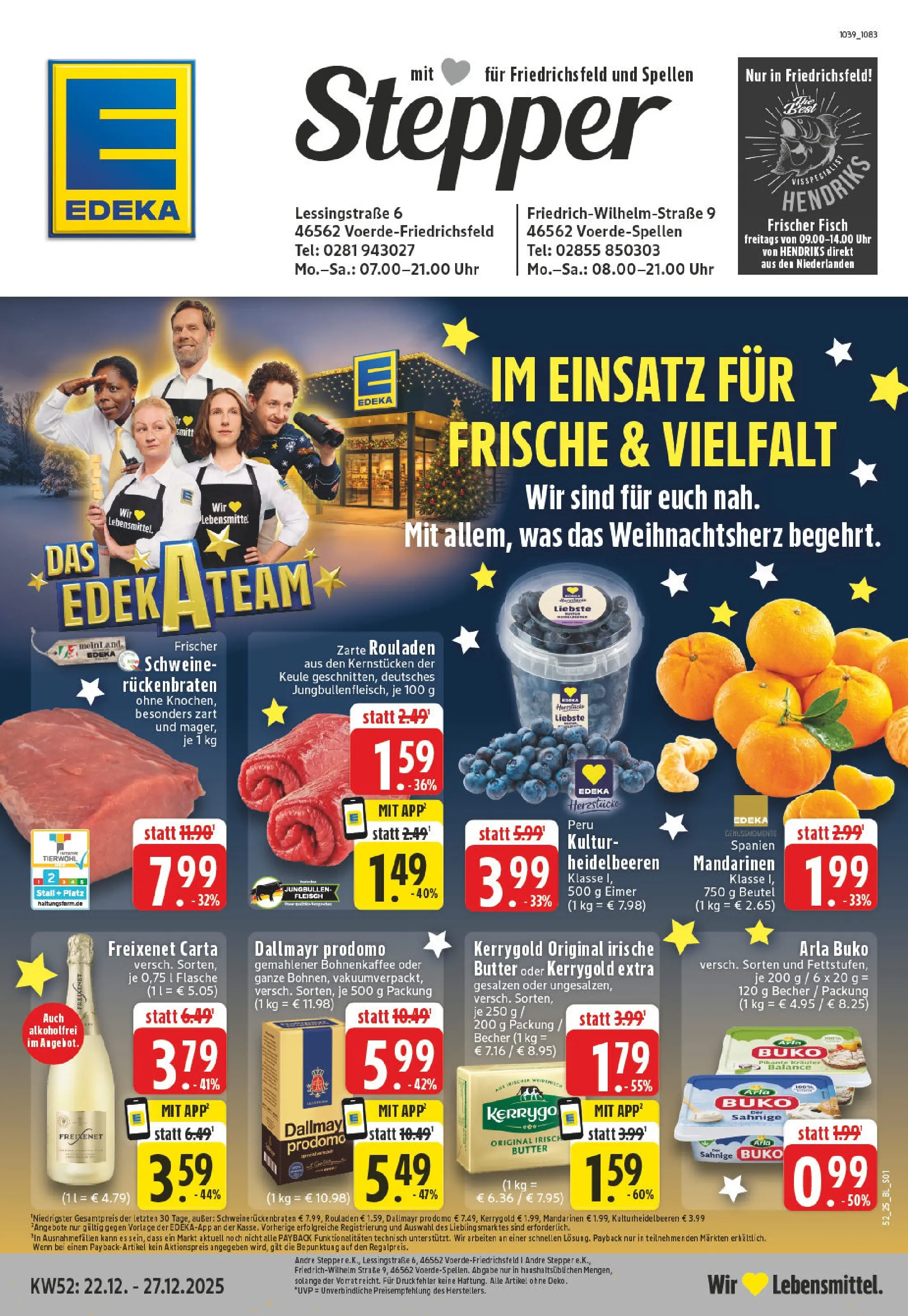 Edeka prospekt Voerde - Friedrichsfeld	 (ab 21.12.2025) » Angebote Online | Seite: 1 | Produkte: Freixenet, Mandarinen, Heidelbeeren, Arla buko