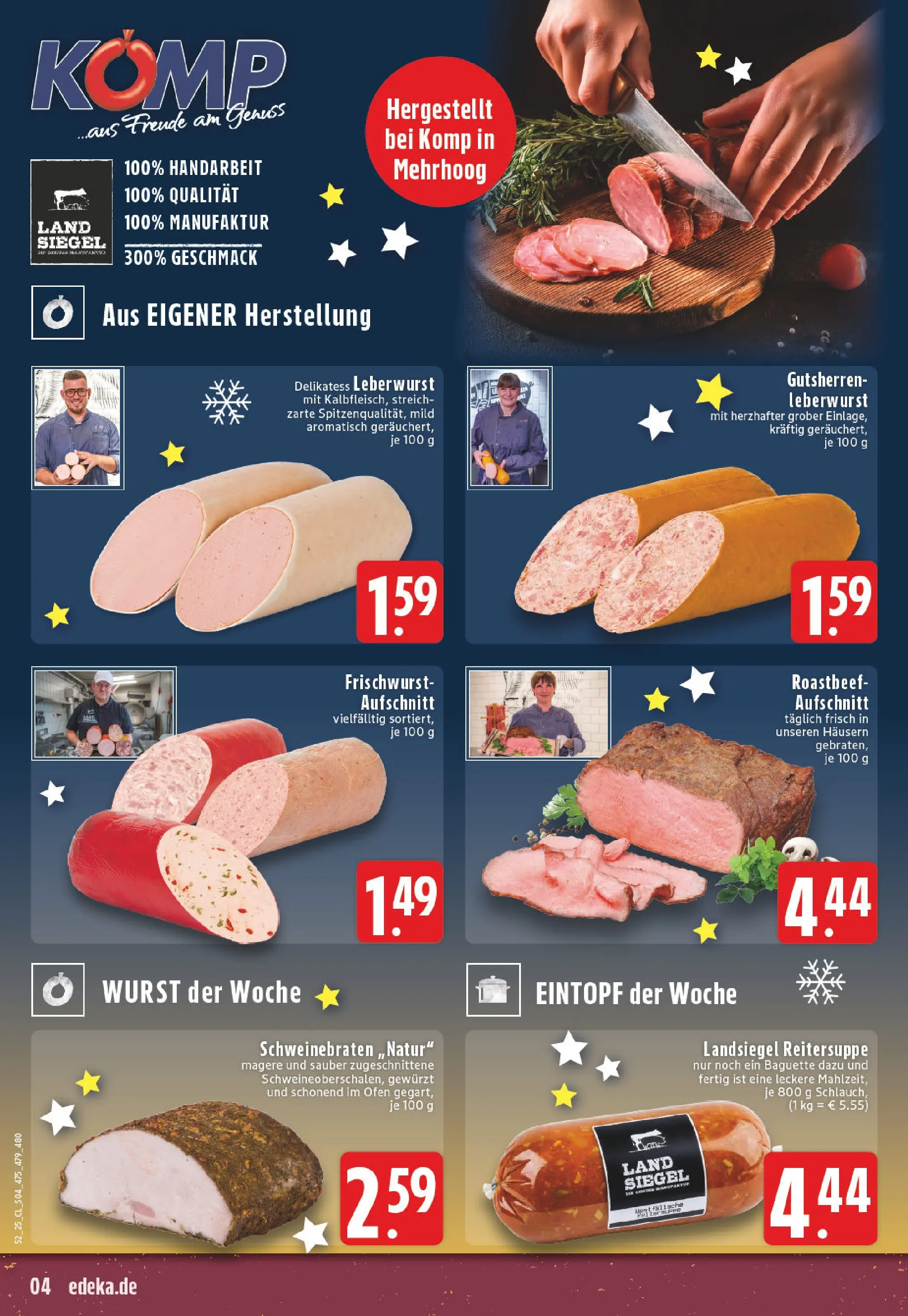 Edeka prospekt Wesel-Lackhausen	 (ab 21.12.2025) » Angebote Online | Seite: 4 | Produkte: Ofen, Baguette, Roastbeef, Wurst
