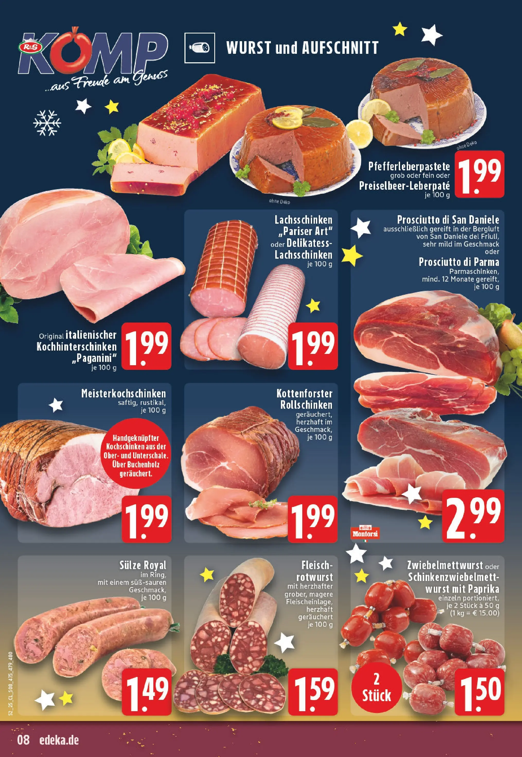 Edeka prospekt Wesel-Lackhausen	 (ab 21.12.2025) » Angebote Online | Seite: 8 | Produkte: Paprika, Wurst, Fleisch