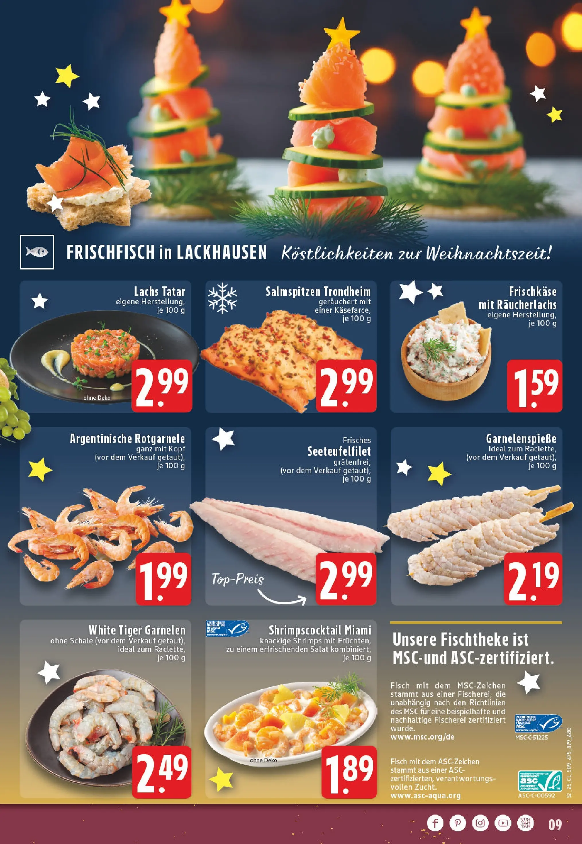 Edeka prospekt Wesel-Lackhausen	 (ab 21.12.2025) » Angebote Online | Seite: 9 | Produkte: Garnelen, Fisch, Räucherlachs, Salat