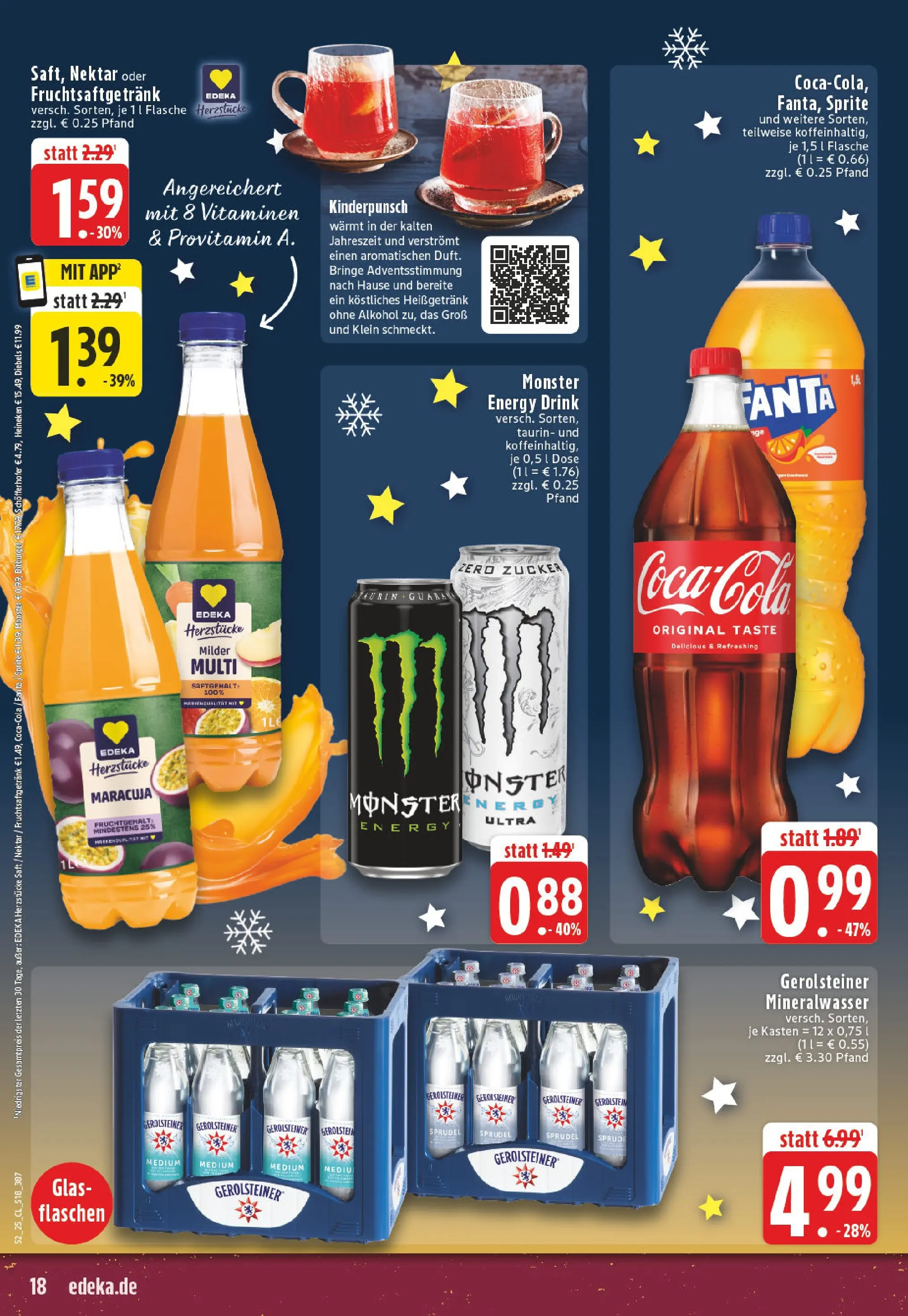 Edeka prospekt Bedburg Hau	 (ab 22.12.2025) » Angebote Online | Seite: 18 | Produkte: Bitburger, Mineralwasser, Saft, Gerolsteiner