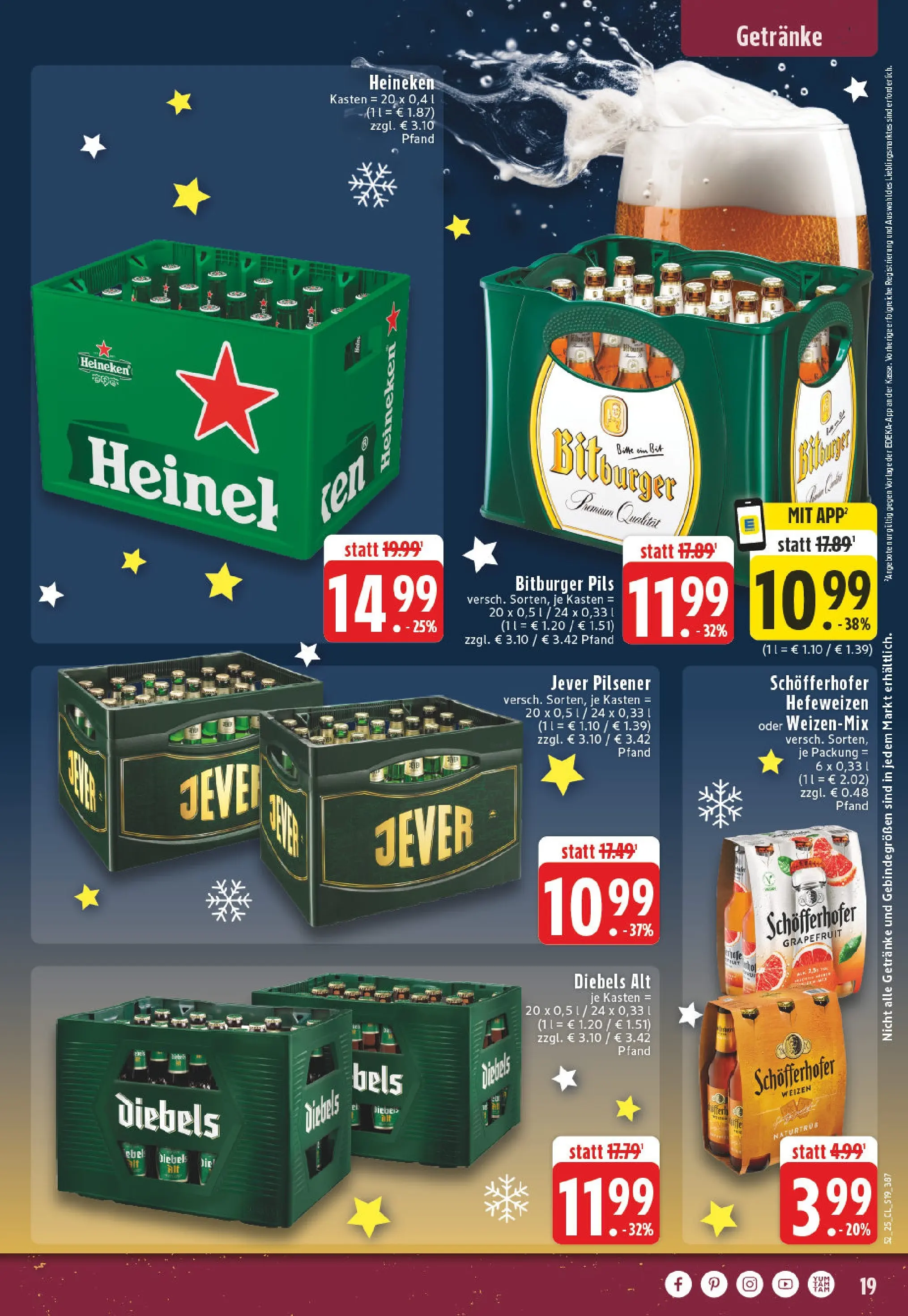 Edeka prospekt Bedburg Hau	 (ab 22.12.2025) » Angebote Online | Seite: 19 | Produkte: Bitburger, Pils, Heineken, Jever