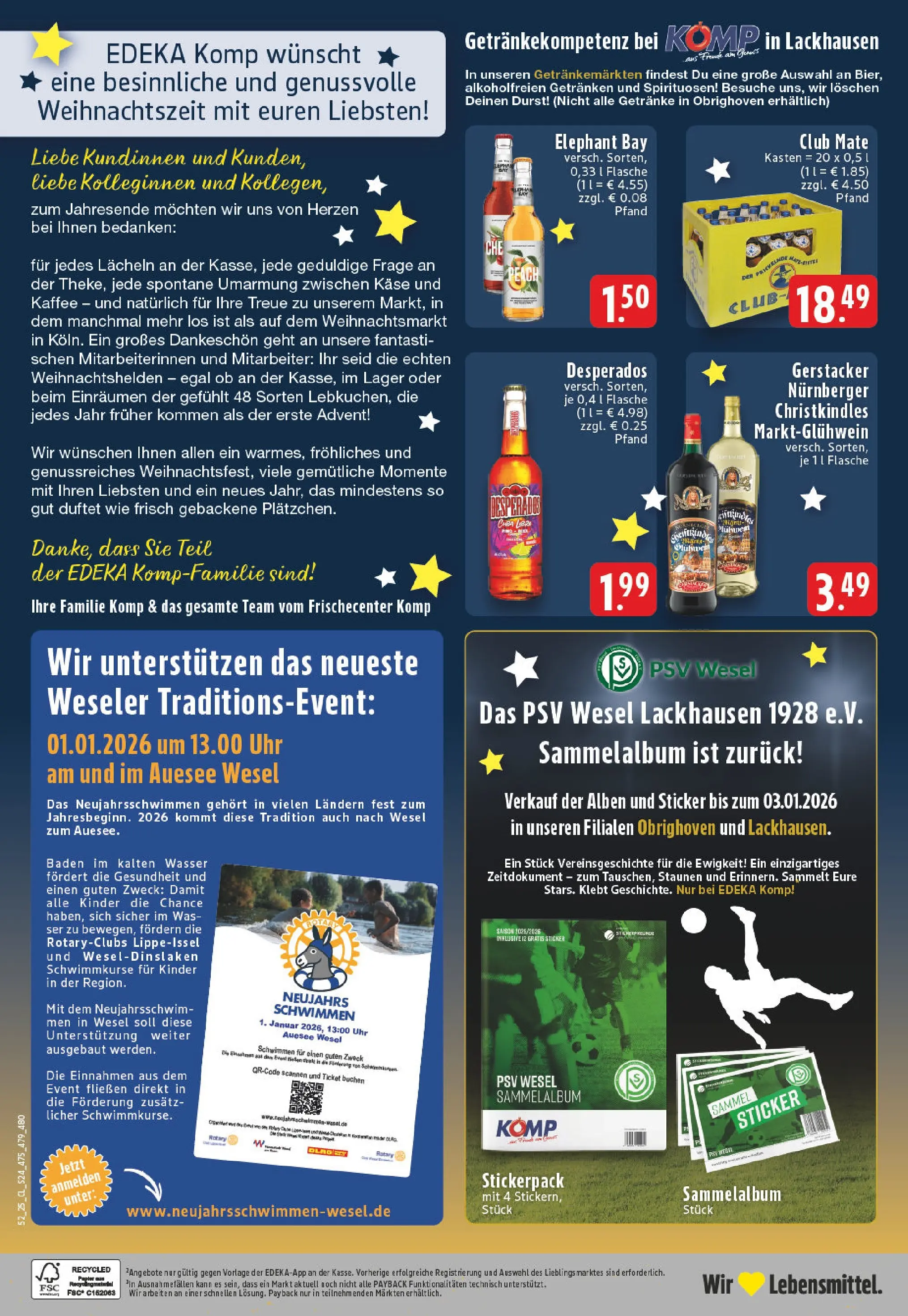 Edeka prospekt Wesel-Lackhausen	 (ab 21.12.2025) » Angebote Online | Seite: 26 | Produkte: Käse, Kaffee, Wasser, Desperados