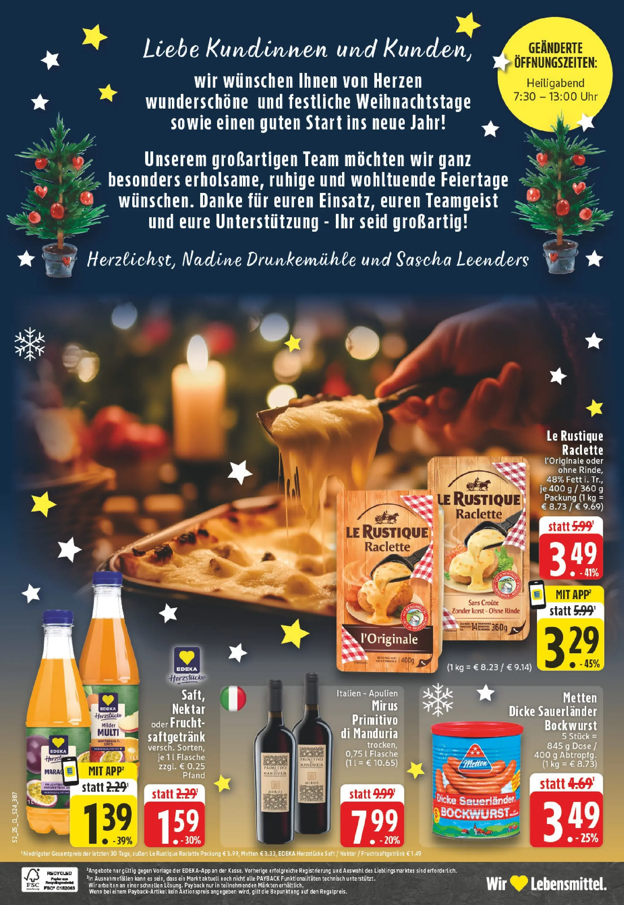 Edeka prospekt Bedburg Hau	 (ab 22.12.2025) » Angebote Online | Seite: 26 | Produkte: Bockwurst, Dicke sauerlander bockwurst, Saft, Raclette