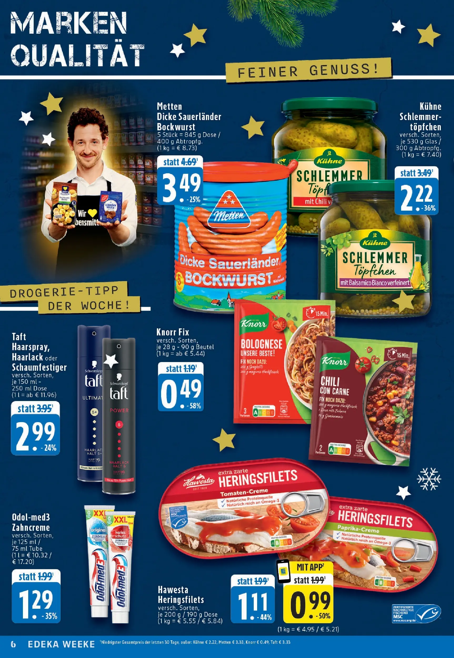 Edeka prospekt Köln	 (ab 21.12.2025) » Angebote Online | Seite: 6 | Produkte: Bockwurst, Knorr fix, Balsamico, Chili