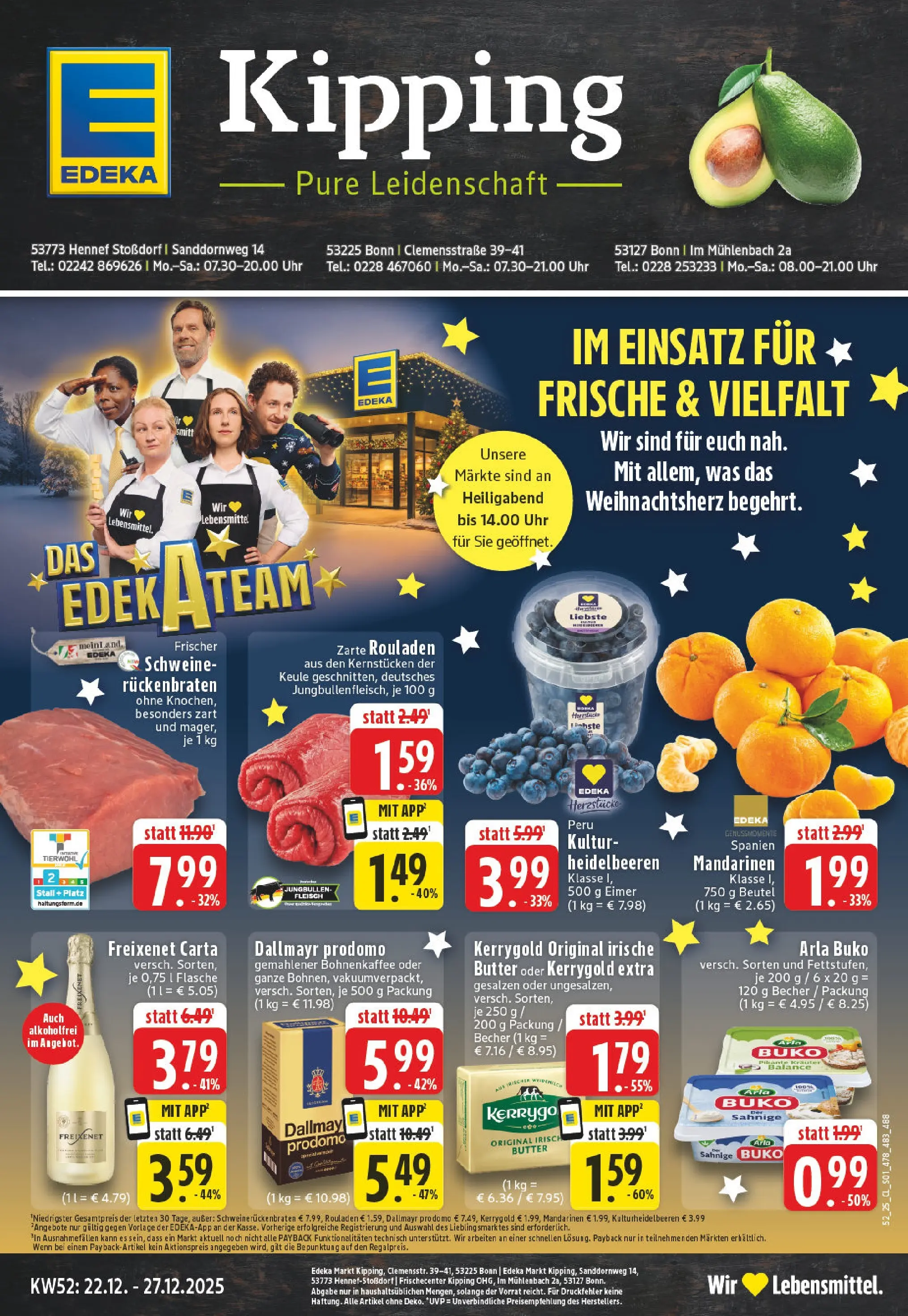 Edeka prospekt Hennef - Stossdorf	 (ab 22.12.2025) » Angebote Online | Seite: 1 | Produkte: Freixenet, Dallmayr, Arla buko, Fleisch