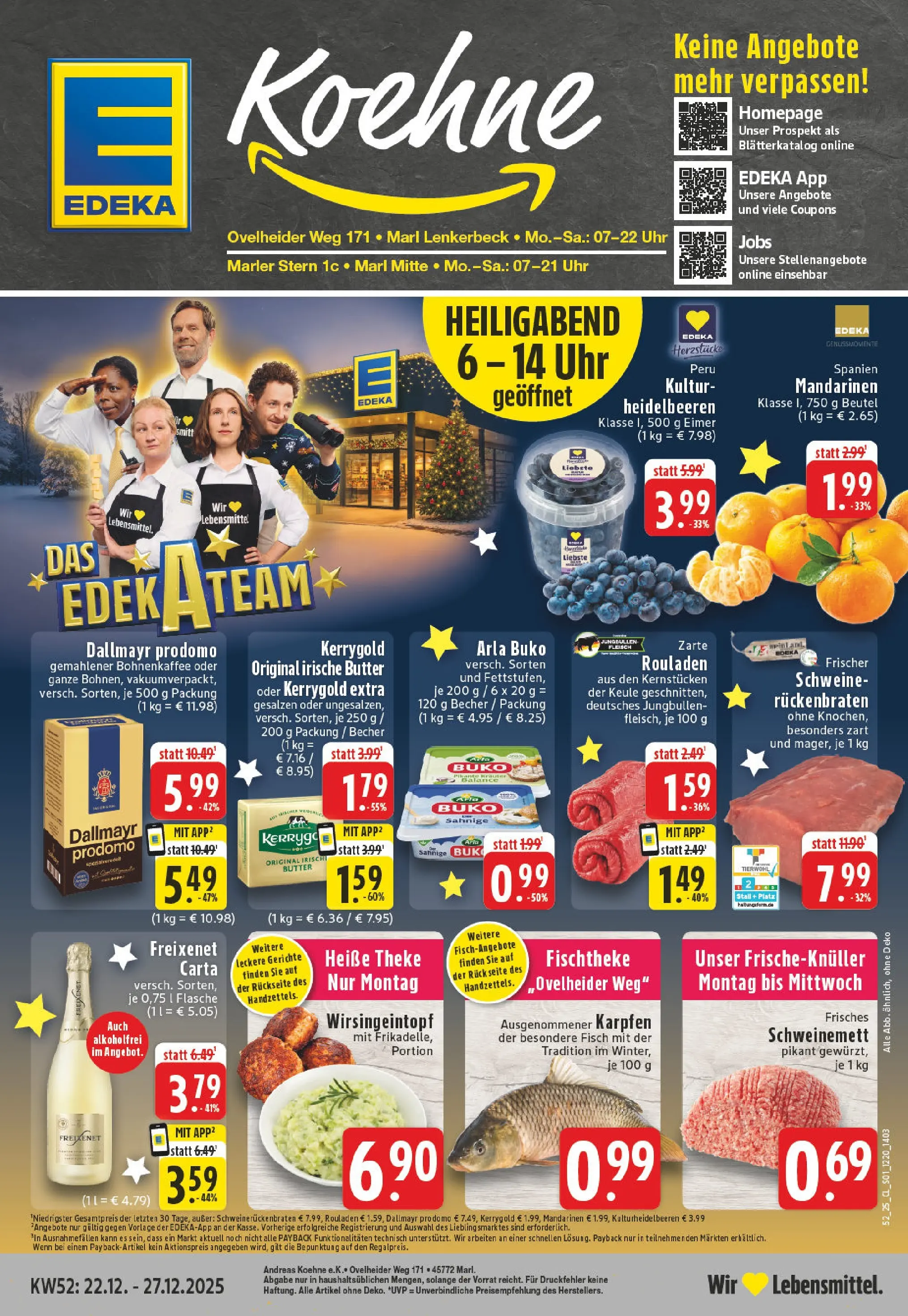 Edeka prospekt Marl	 (ab 22.12.2025) » Angebote Online | Seite: 1 | Produkte: Freixenet, Fisch, Dallmayr, Uhr