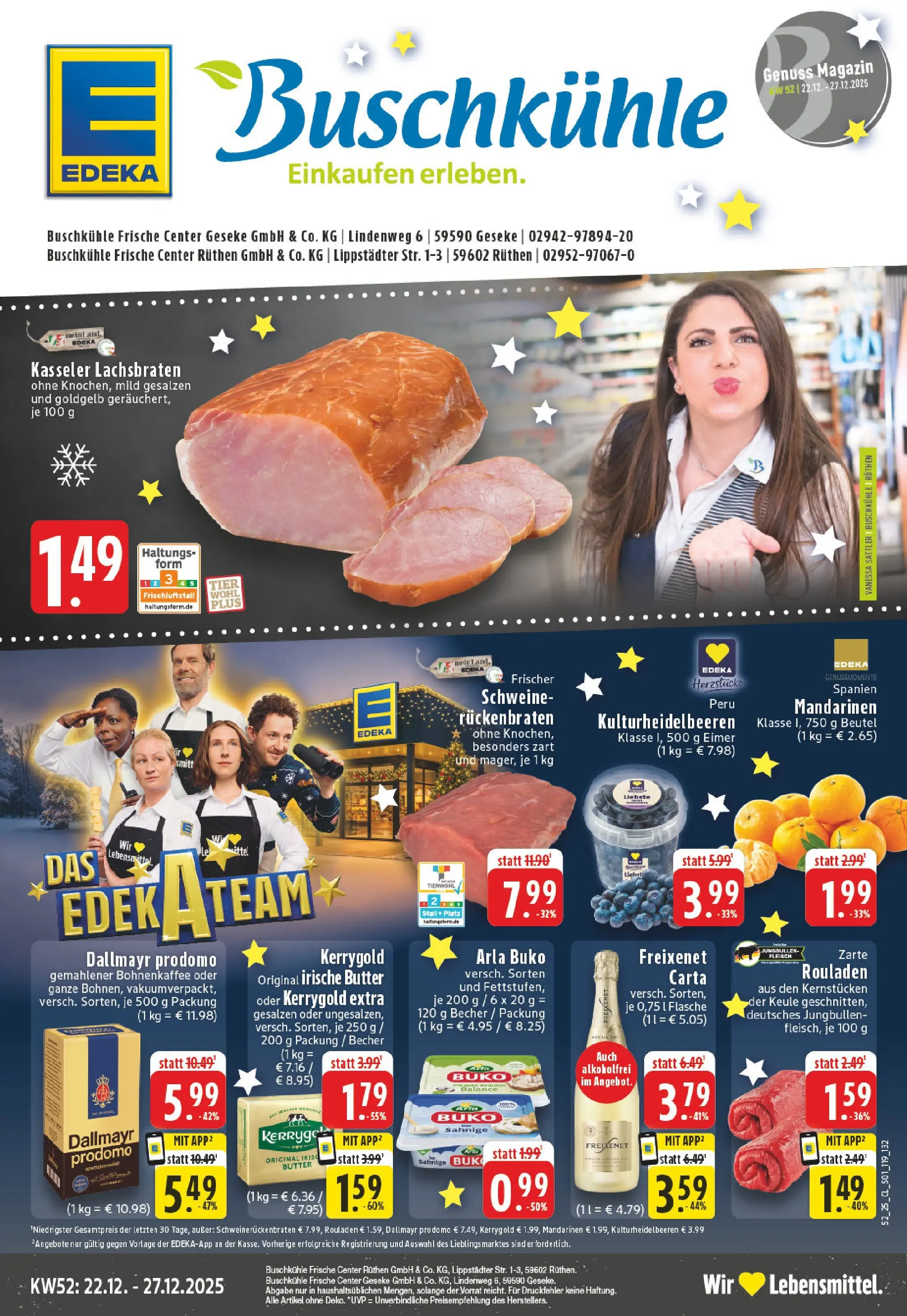 Edeka prospekt Rüthen	 (ab 22.12.2025) » Angebote Online | Seite: 1 | Produkte: Butter, Mandarinen, Arla buko, Fleisch