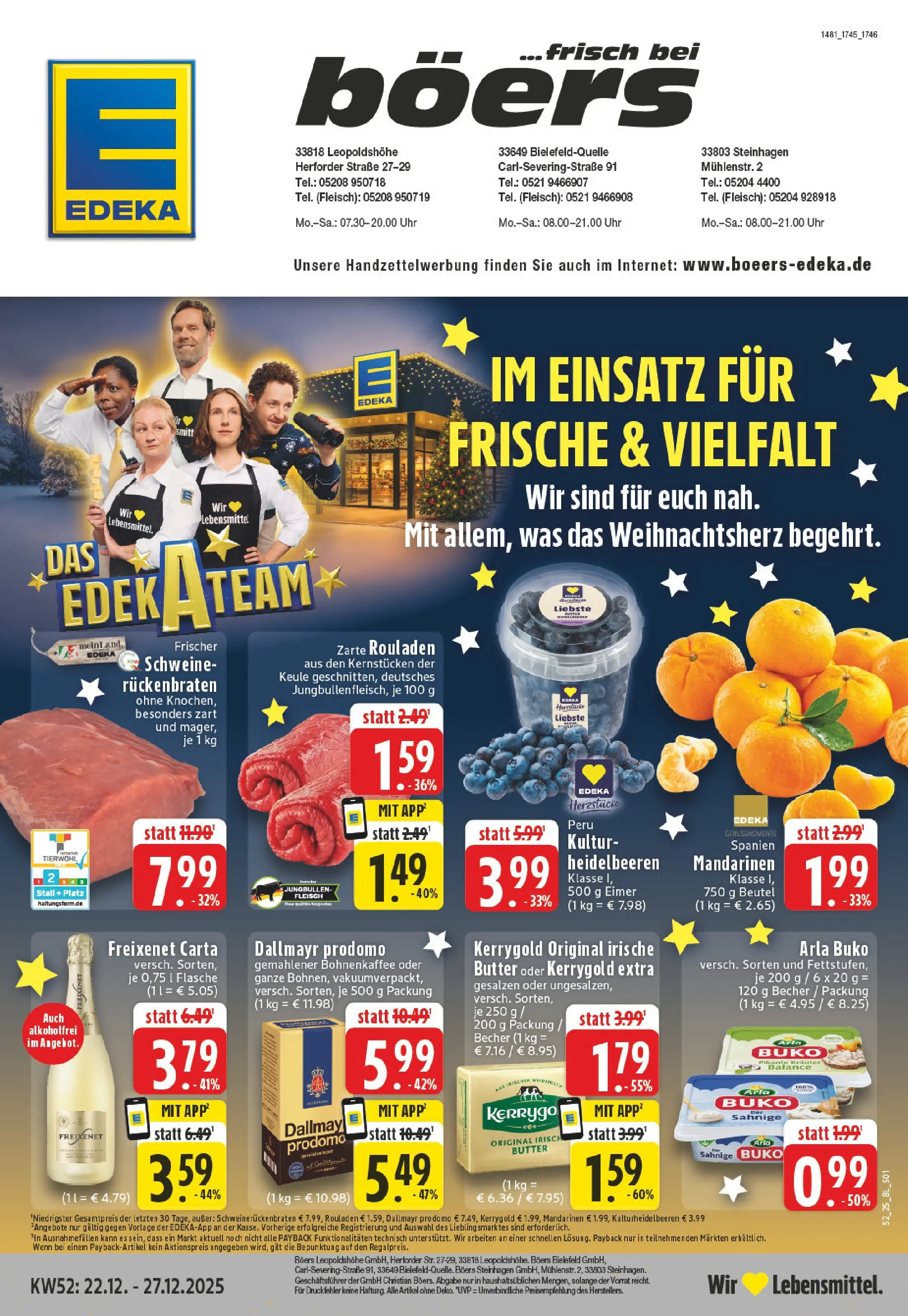 Edeka prospekt Steinhagen	 (ab 22.12.2025) » Angebote Online | Seite: 1 | Produkte: Butter, Freixenet, Dallmayr, Dallmayr prodomo