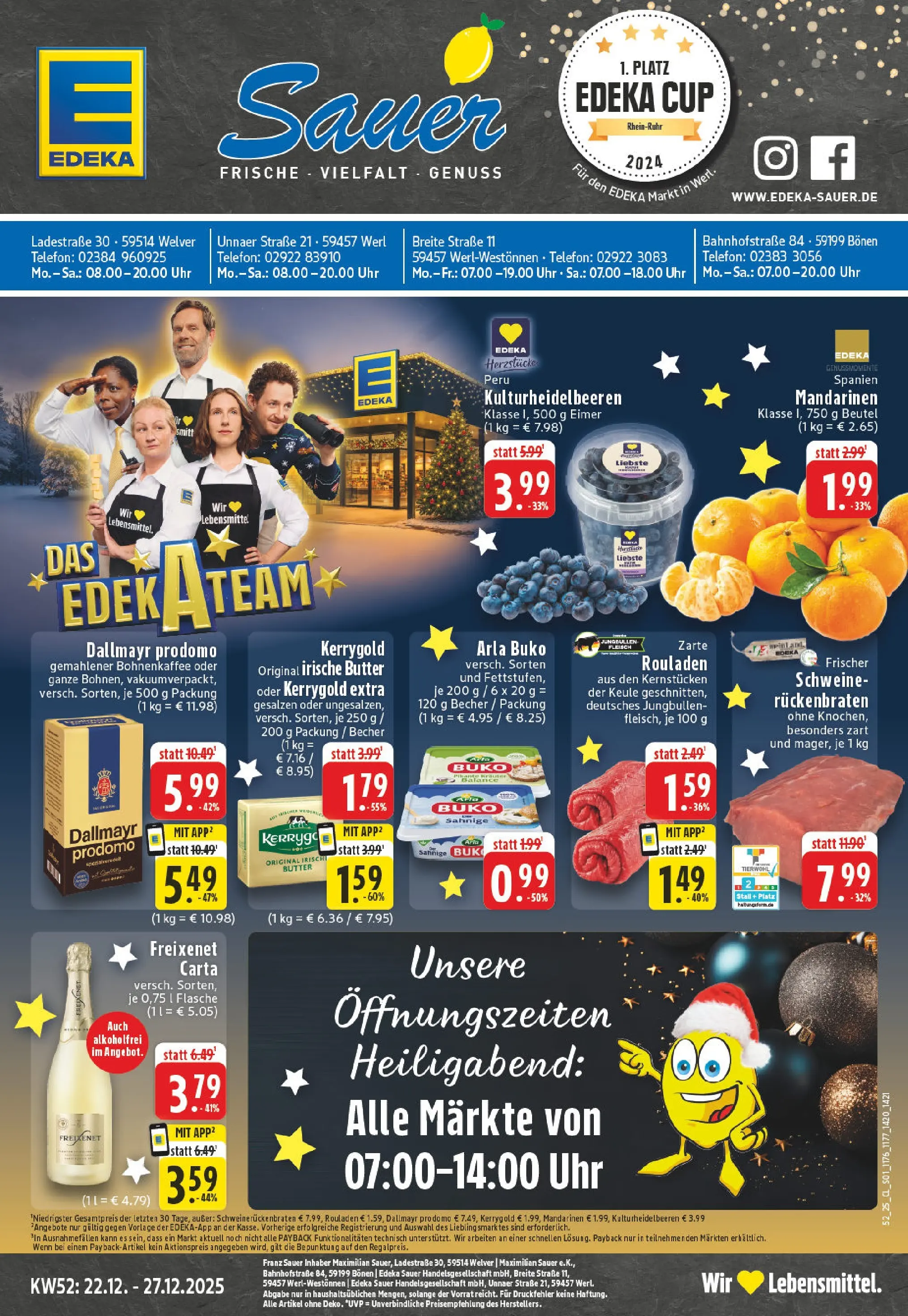 Edeka prospekt Bönen	 (ab 22.12.2025) » Angebote Online | Seite: 1 | Produkte: Butter, Mandarinen, Arla buko, Fleisch