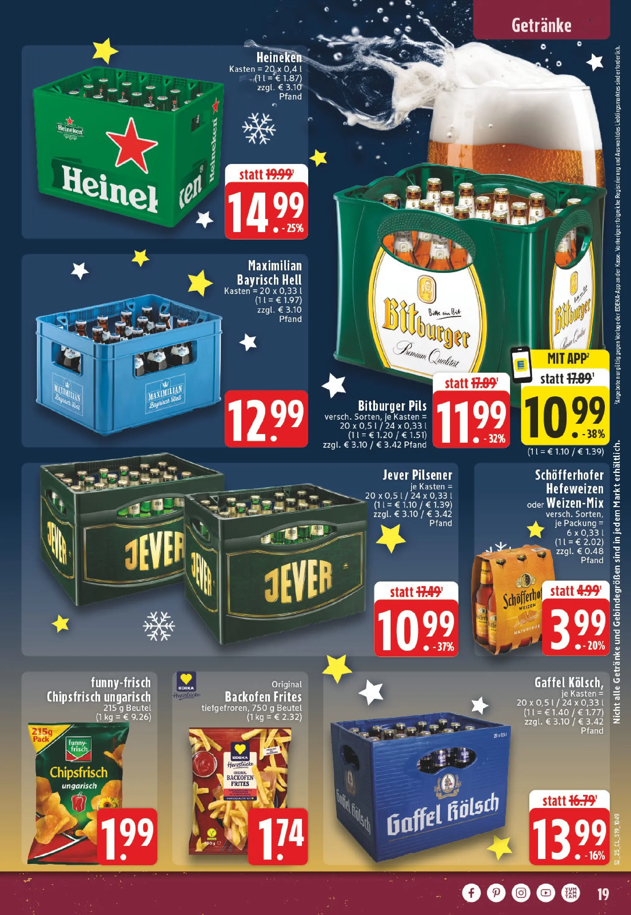 Edeka prospekt Kempenich	 (ab 22.12.2025) » Angebote Online | Seite: 19 | Produkte: Bitburger, Pils, Jever, Chips