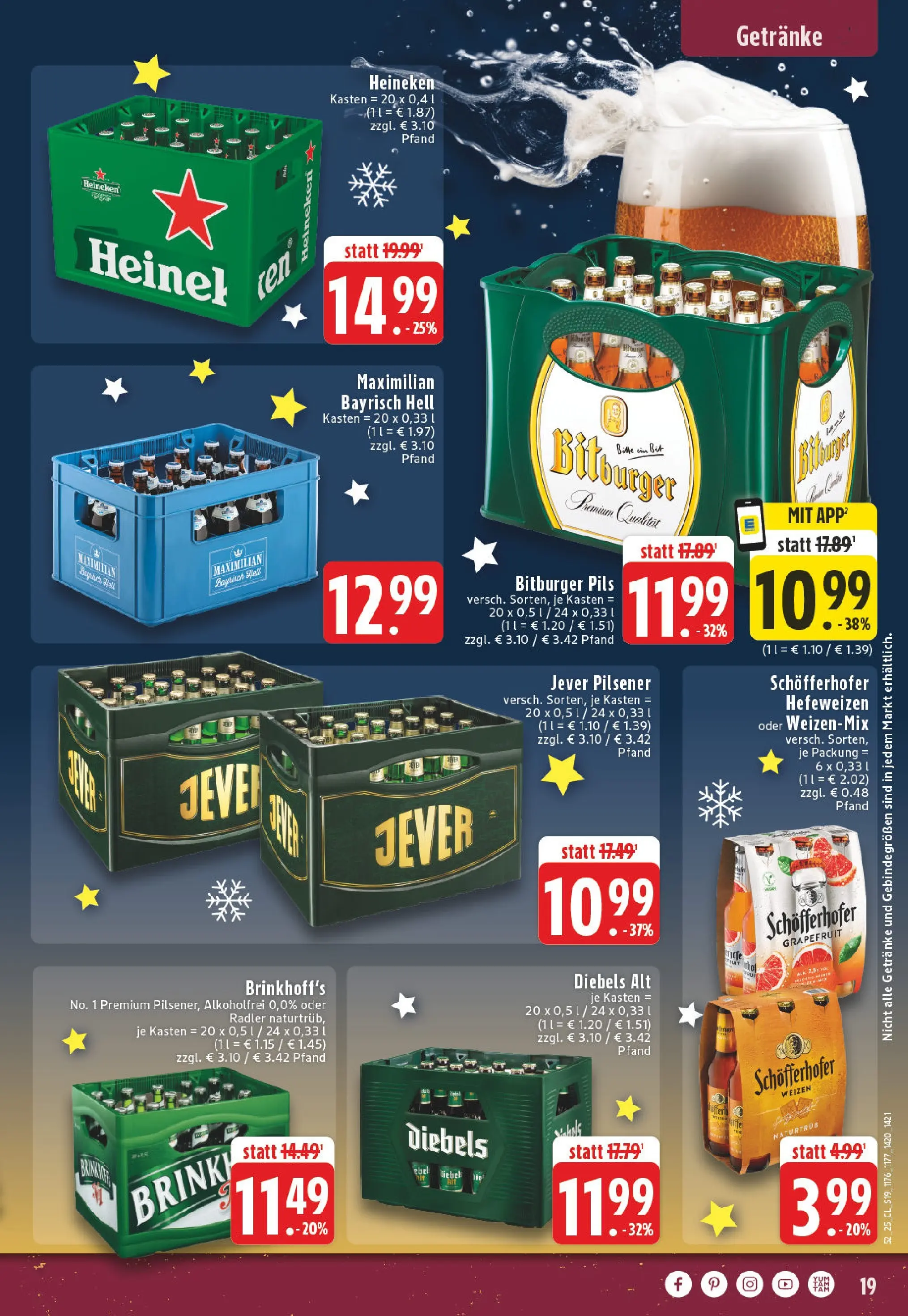 Edeka prospekt Bönen	 (ab 22.12.2025) » Angebote Online | Seite: 19 | Produkte: Pils, Heineken, Jever, Diebels