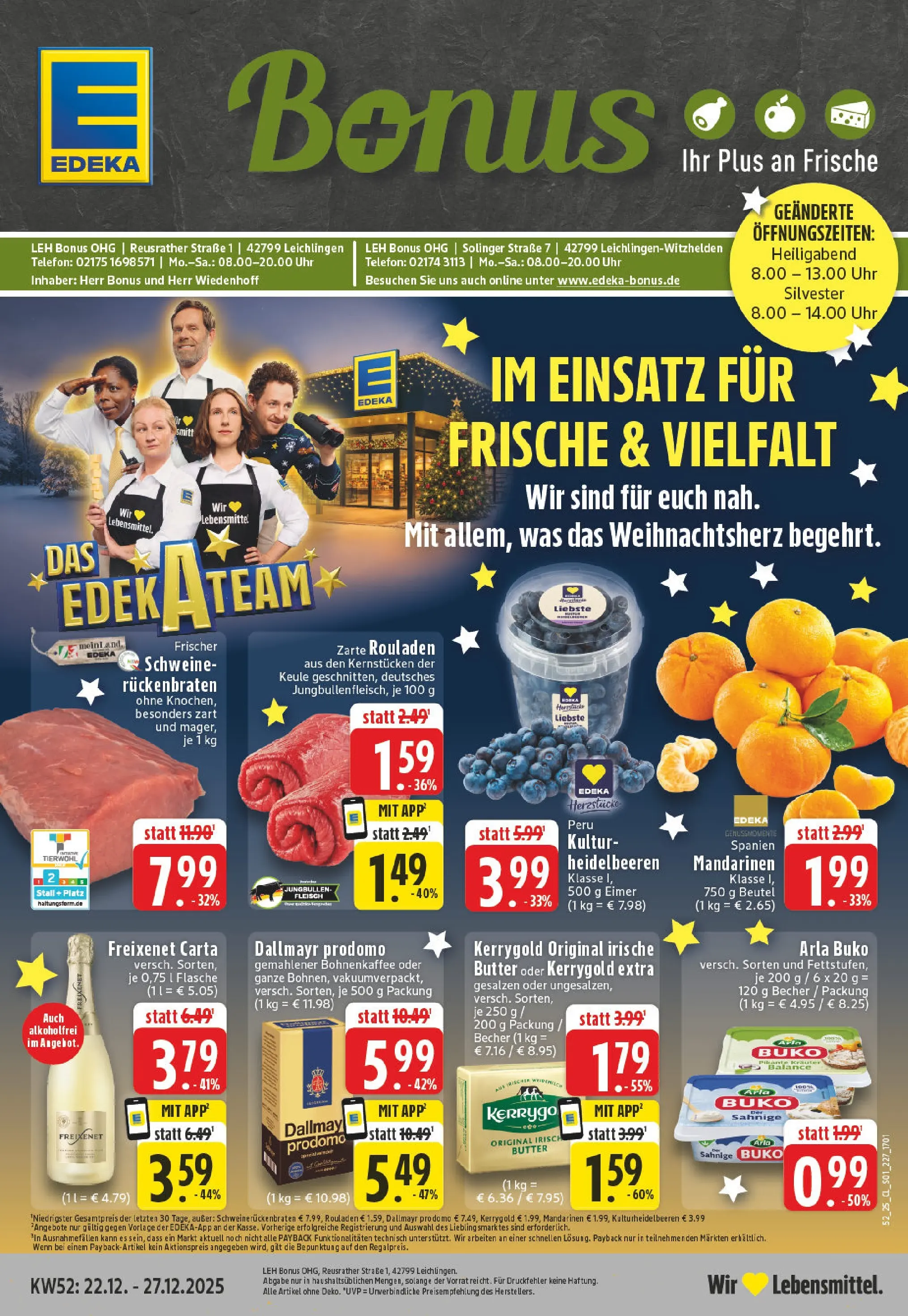 Edeka prospekt Leichlingen-Witzhelden	 (ab 22.12.2025) » Angebote Online | Seite: 1 | Produkte: Mandarinen, Dallmayr, Dallmayr prodomo, Fleisch