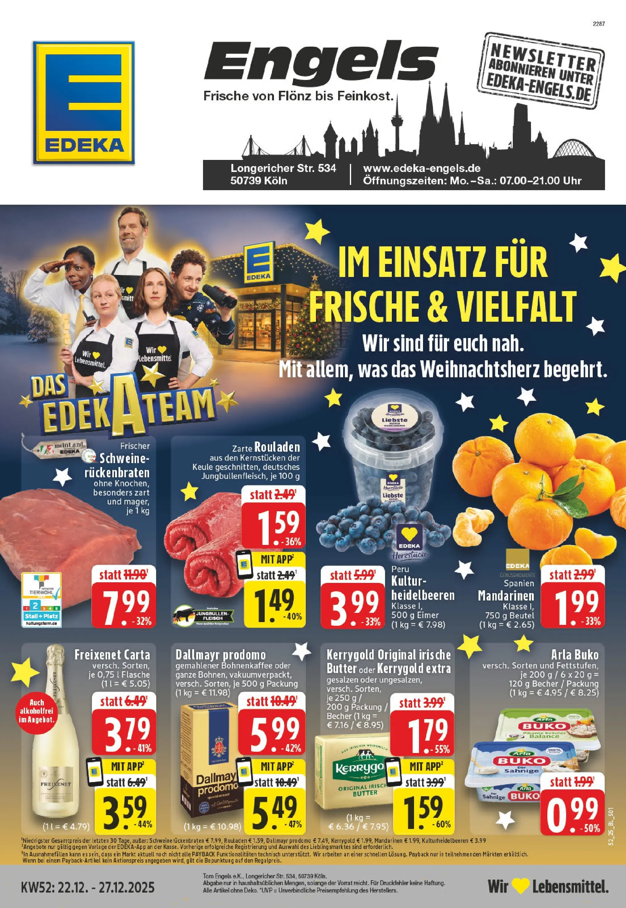 Edeka prospekt Köln-Longerich	 (ab 22.12.2025) » Angebote Online | Seite: 1 | Produkte: Freixenet, Dallmayr, Arla buko, Uhr