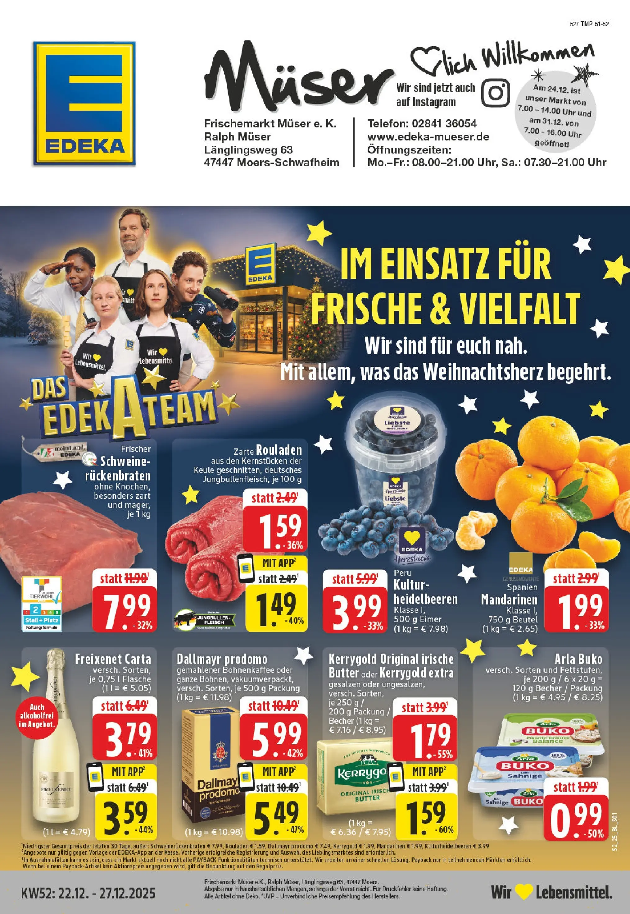 Edeka prospekt Moers	 (ab 22.12.2025) » Angebote Online | Seite: 1 | Produkte: Freixenet, Arla buko, Fleisch, Telefon
