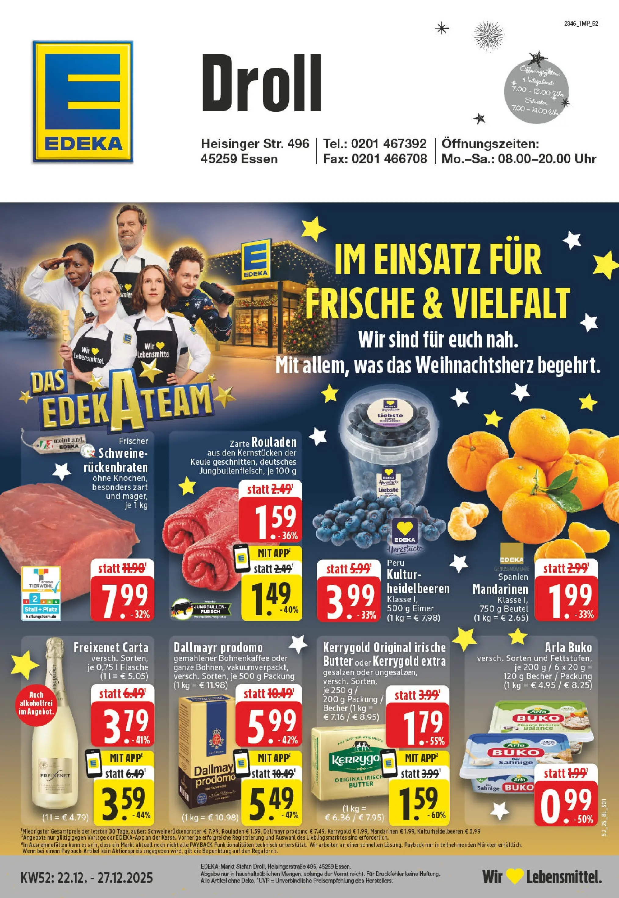 Edeka prospekt Essen	 (ab 22.12.2025) » Angebote Online | Seite: 1 | Produkte: Mandarinen, Arla buko, Fleisch, Uhr