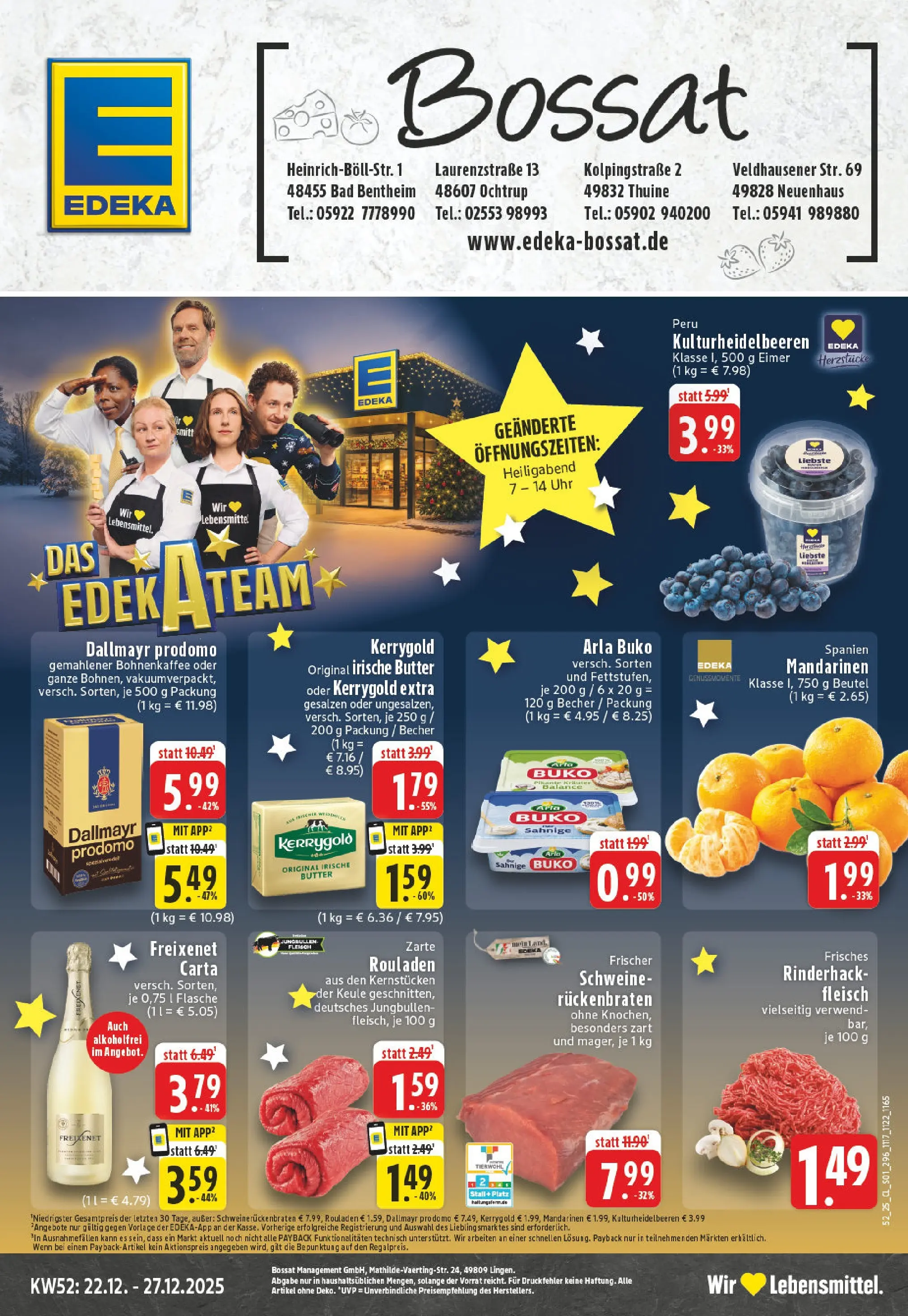 Edeka prospekt Neuenhaus	 (ab 22.12.2025) » Angebote Online | Seite: 1 | Produkte: Freixenet, Bad, Arla buko, Fleisch
