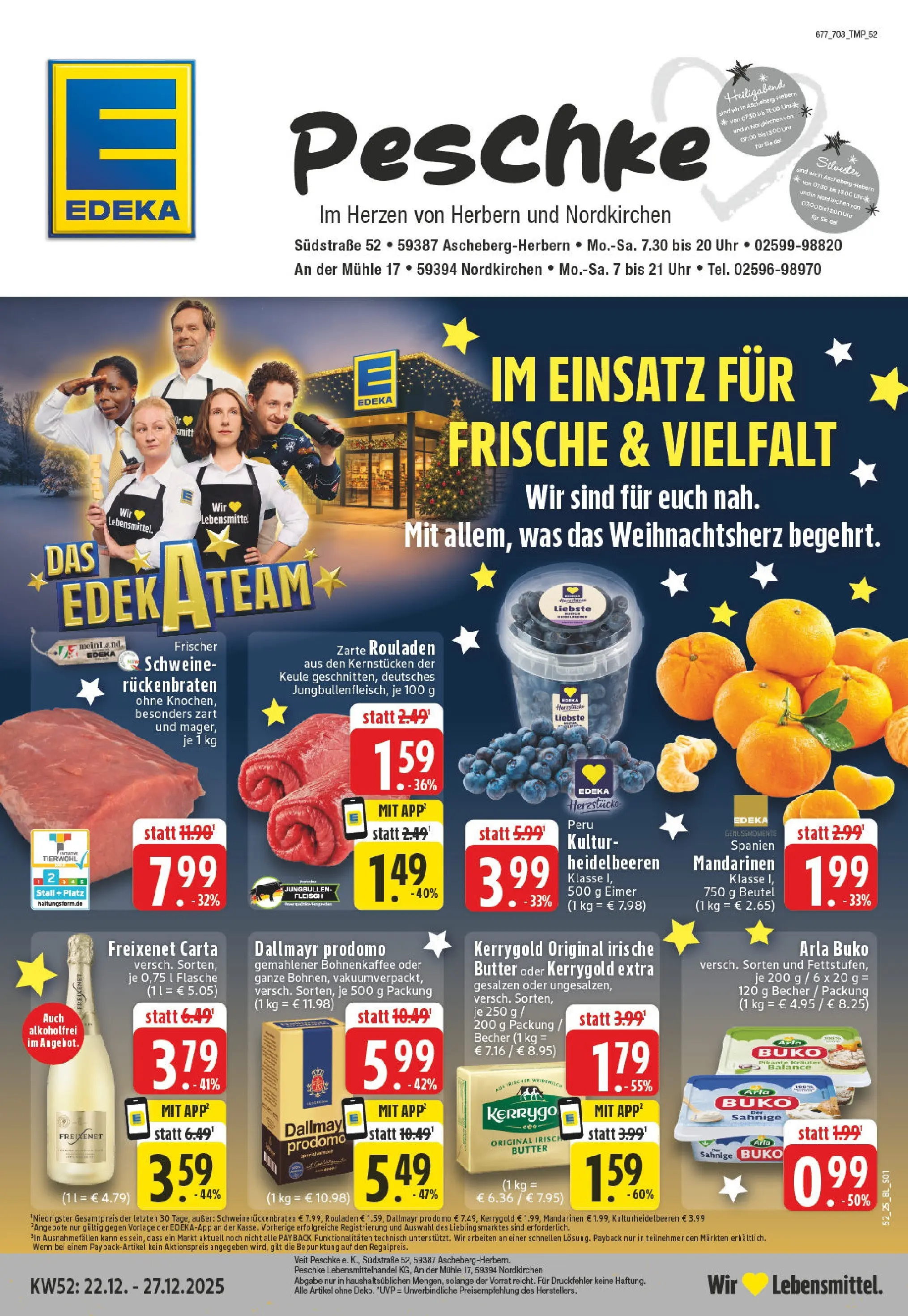 Edeka prospekt Ascheberg-Herbern	 (ab 22.12.2025) » Angebote Online | Seite: 1 | Produkte: Butter, Freixenet, Heidelbeeren, Arla buko