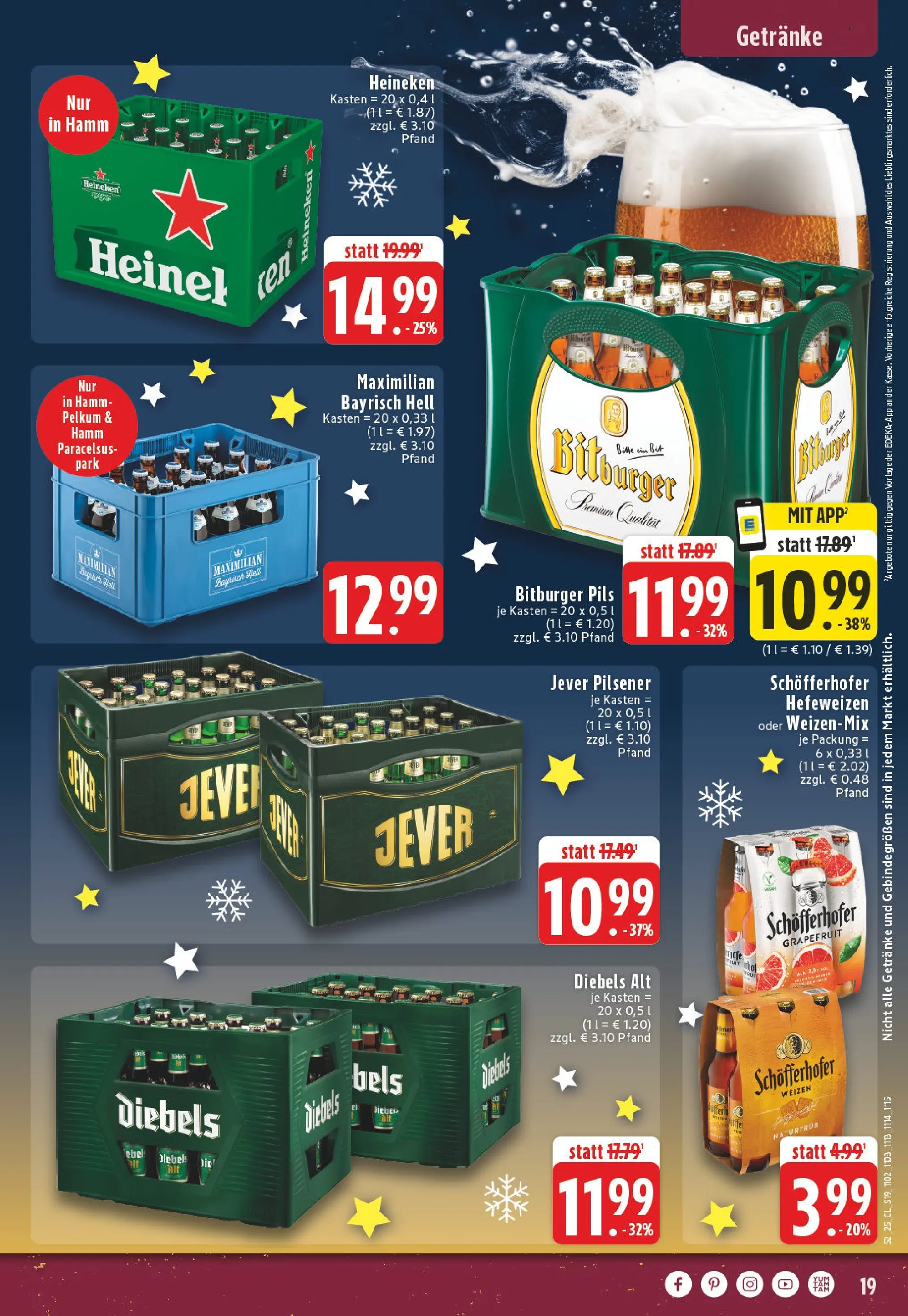 Edeka prospekt Arnsberg	 (ab 22.12.2025) » Angebote Online | Seite: 19 | Produkte: Bitburger, Pils, Jever, Diebels