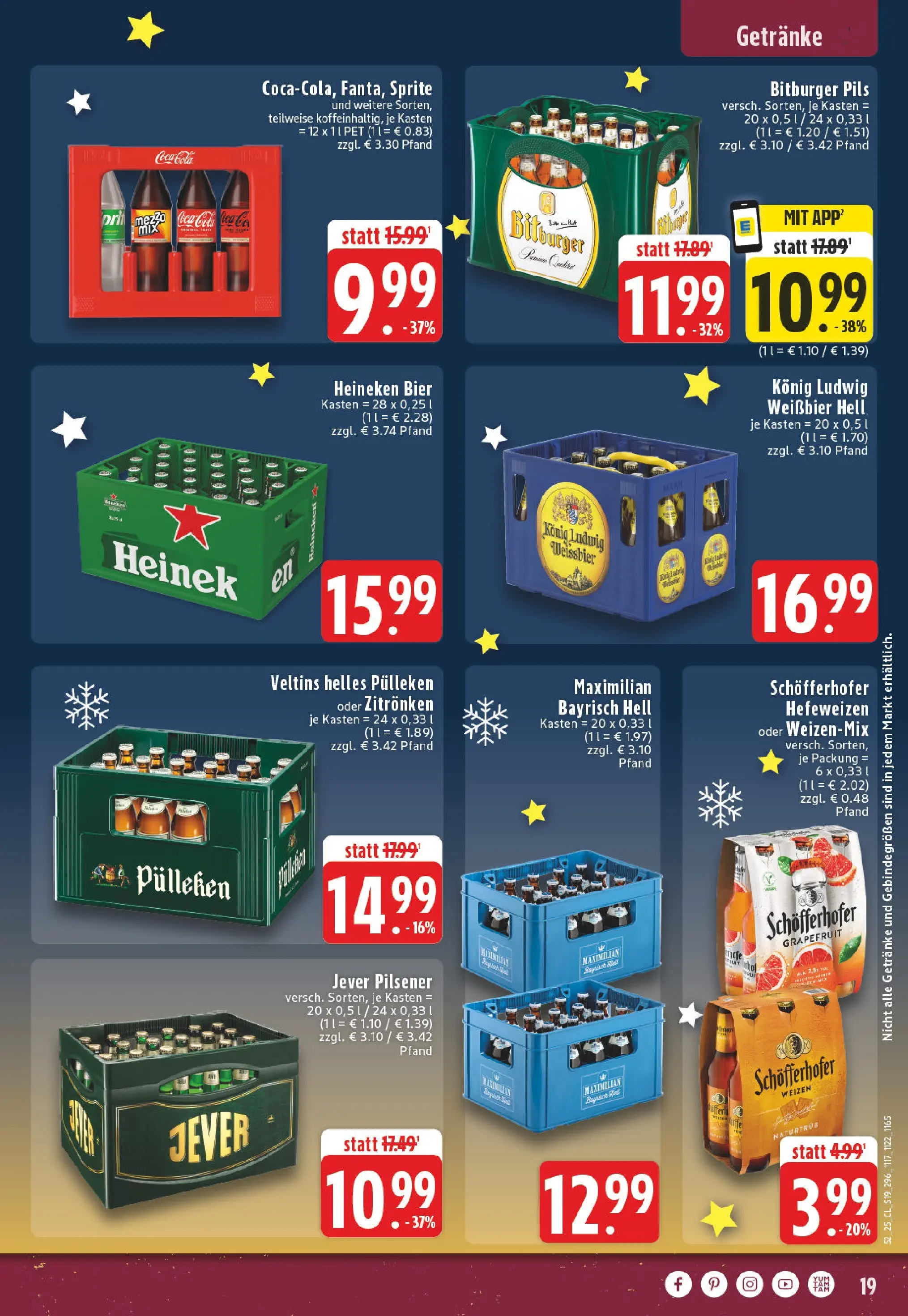 Edeka prospekt Neuenhaus	 (ab 22.12.2025) » Angebote Online | Seite: 19 | Produkte: Coca cola, Sprite, Jever, Veltins