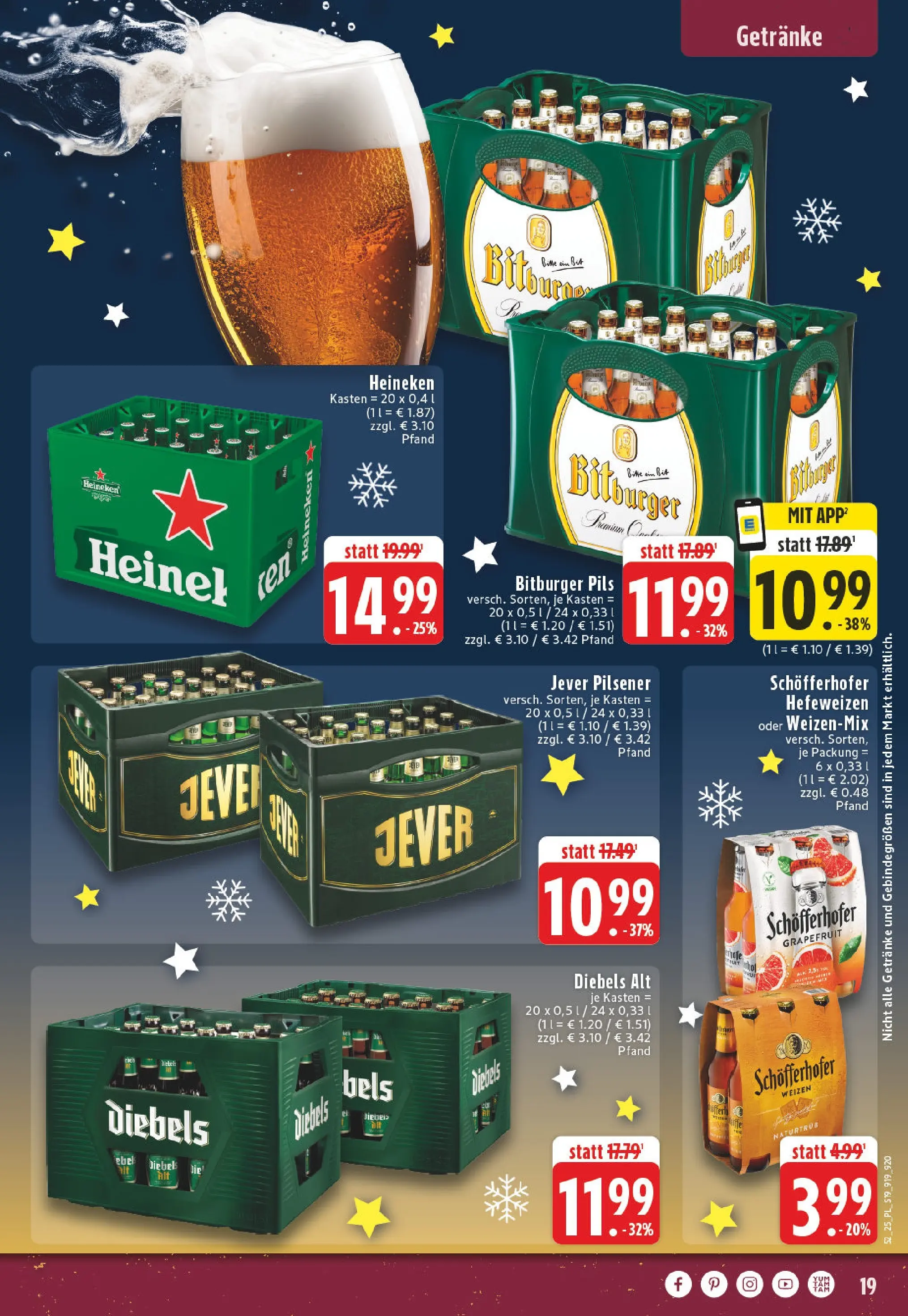 Edeka prospekt Xanten	 (ab 21.12.2025) » Angebote Online | Seite: 19 | Produkte: Pils, Heineken, Jever, Diebels